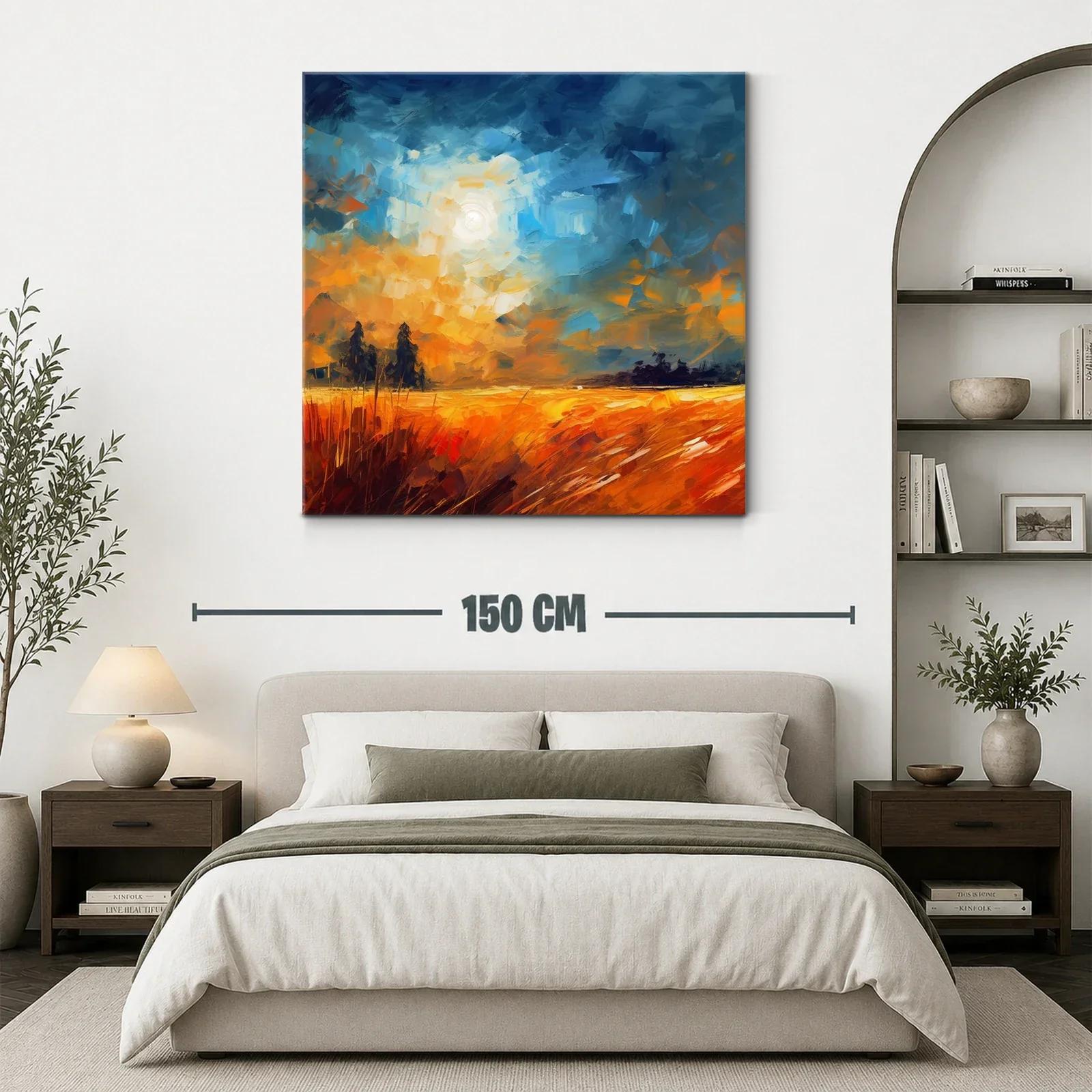 Paisaje abstracto de campo dorado al atardecer — miniatura 3