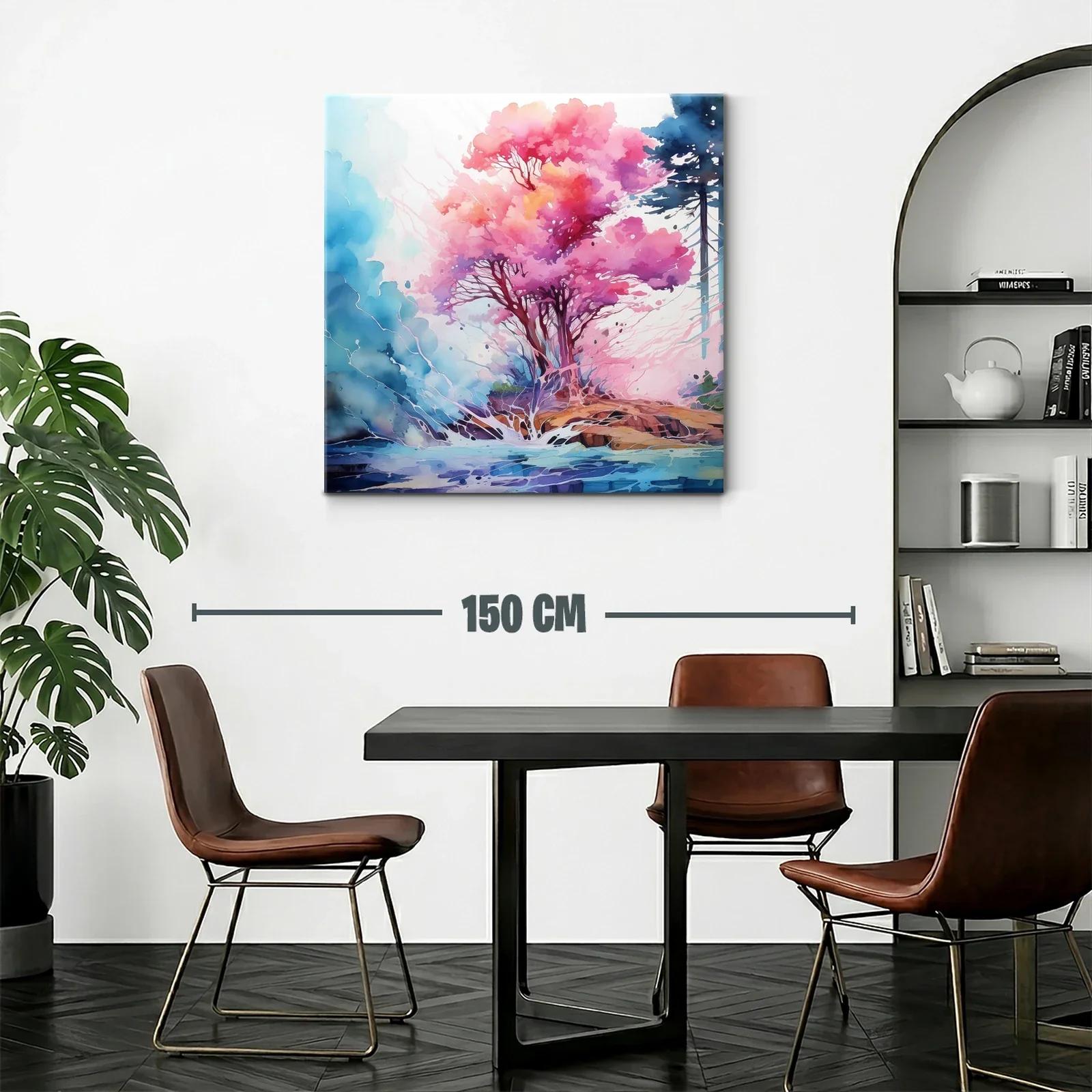 Árbol con vibrantes tonos rosas y azules en paisaje sereno — miniatura 2