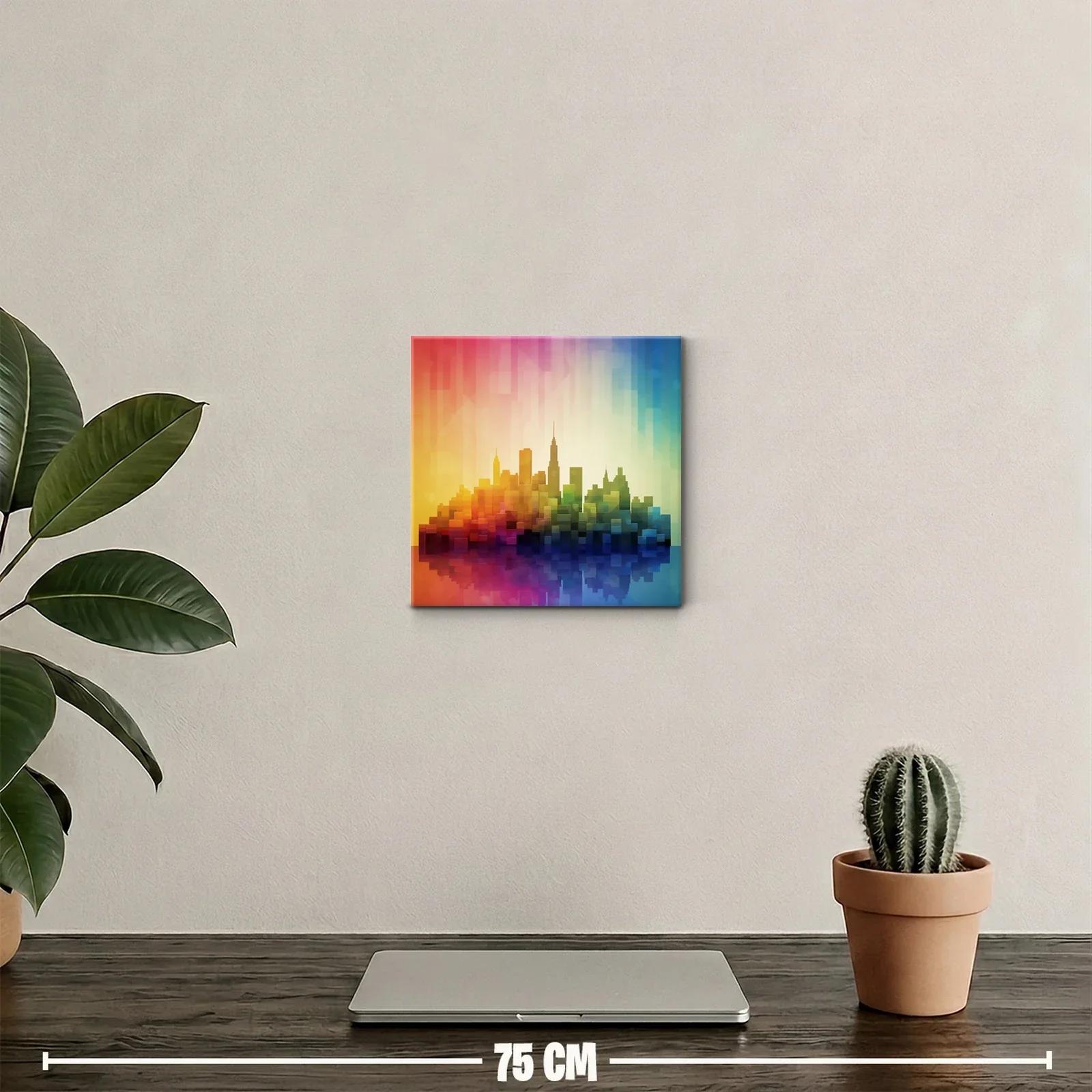 Ciudad abstracta multicolor con efecto pixelado vibrante — miniatura 2