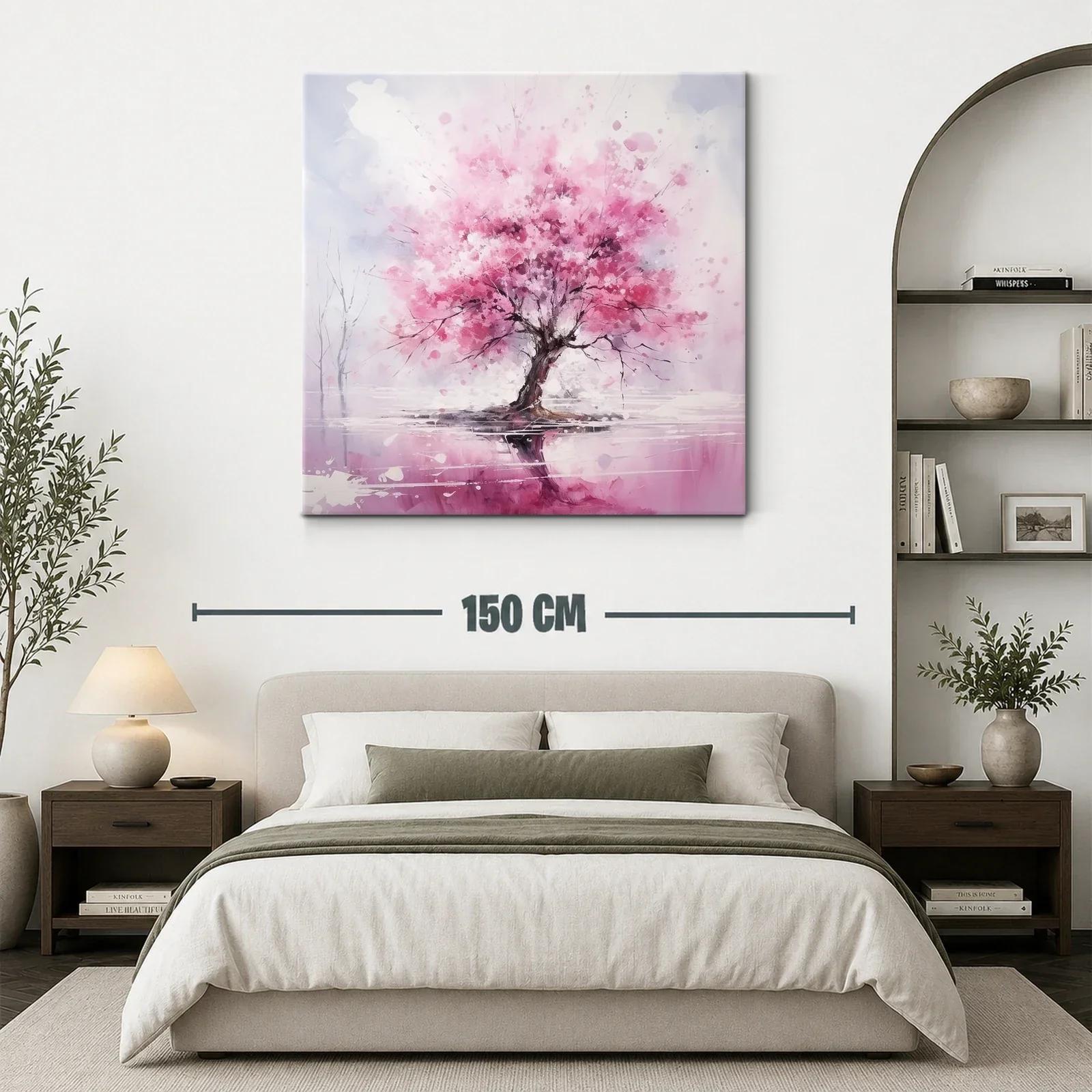 Árbol con vibrante floración en tonos rosas y reflejo — miniatura 3