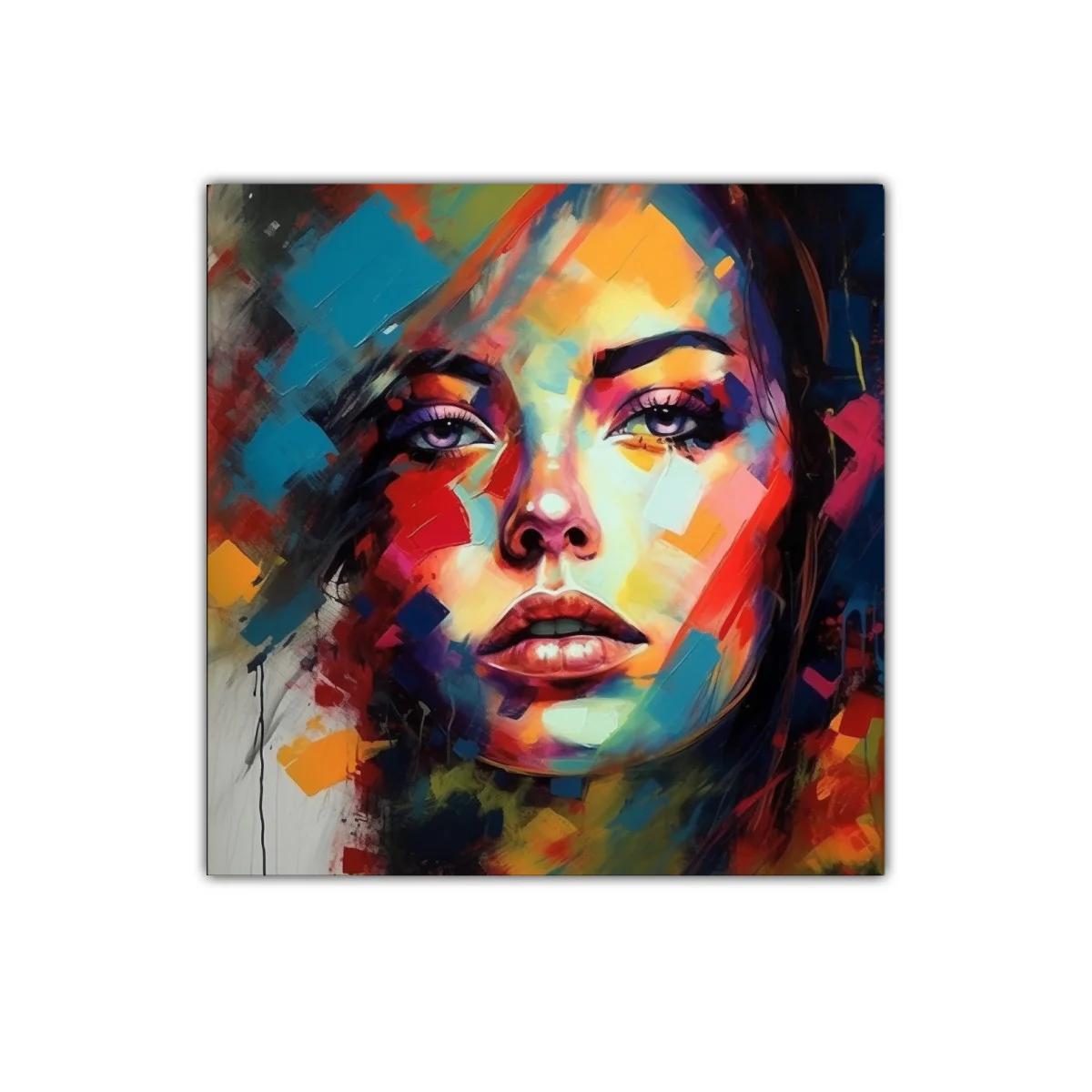 Retrato vibrante de mujer entre bloques de color — imagen principal