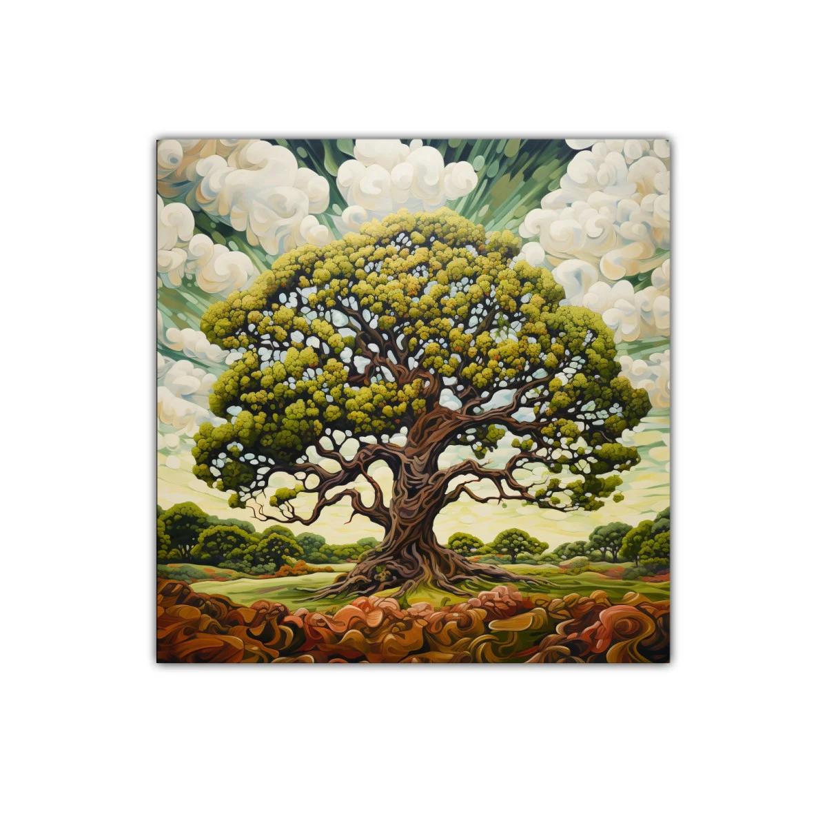 Majestuoso árbol con follaje vibrante en paisaje natural