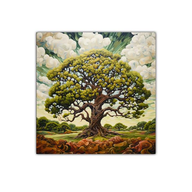 Majestuoso árbol con follaje vibrante en paisaje natural
