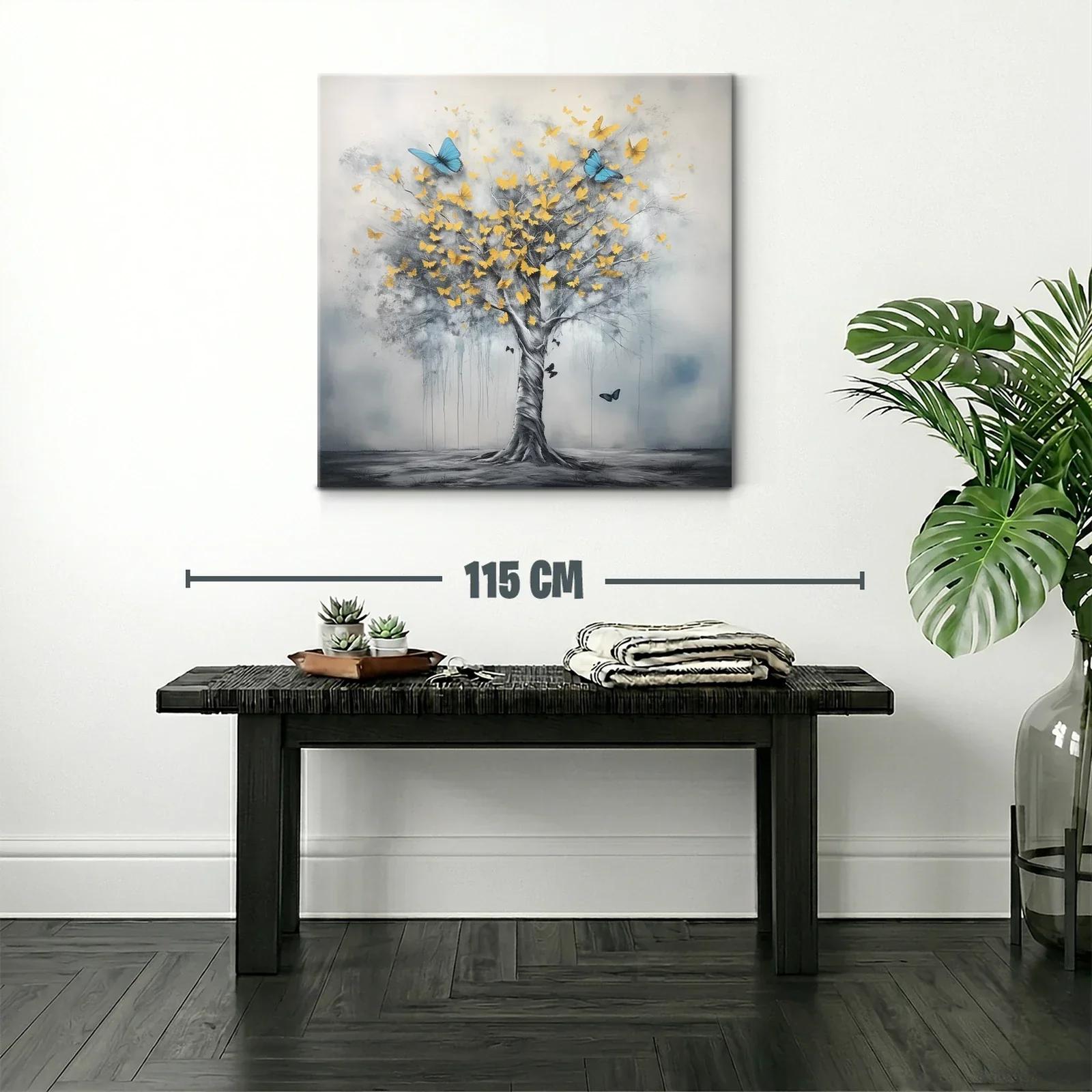 Árbol con mariposas doradas y azules en movimiento — miniatura 2