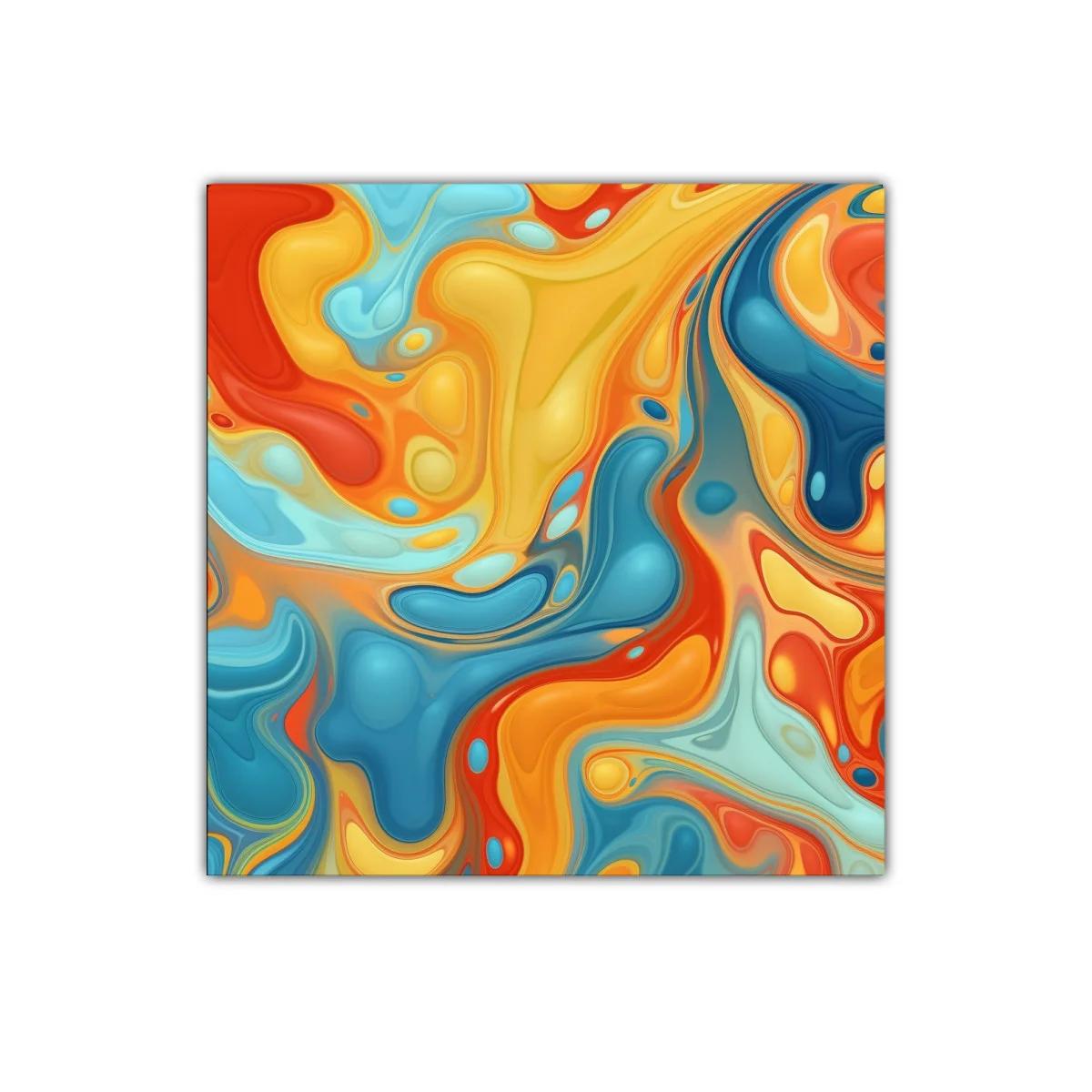 Cuadro decorativo abstracto con vibrantes tonos cálidos y fríos — imagen principal