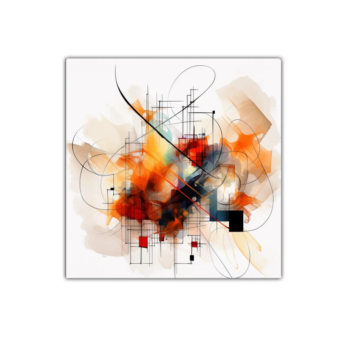 Composición abstracta vibrante con líneas y formas geométricas
