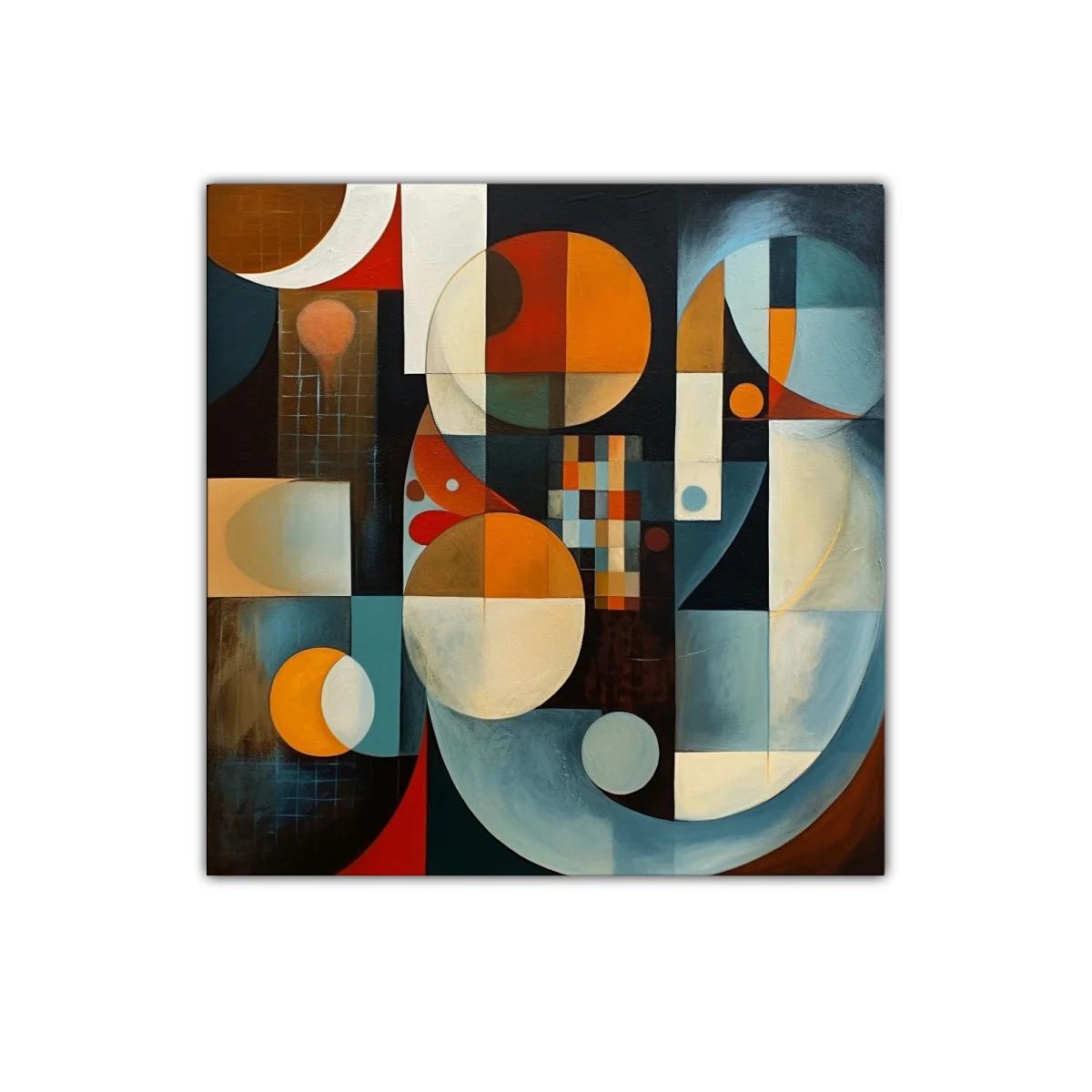 Composición abstracta con formas geométricas y colores cálidos