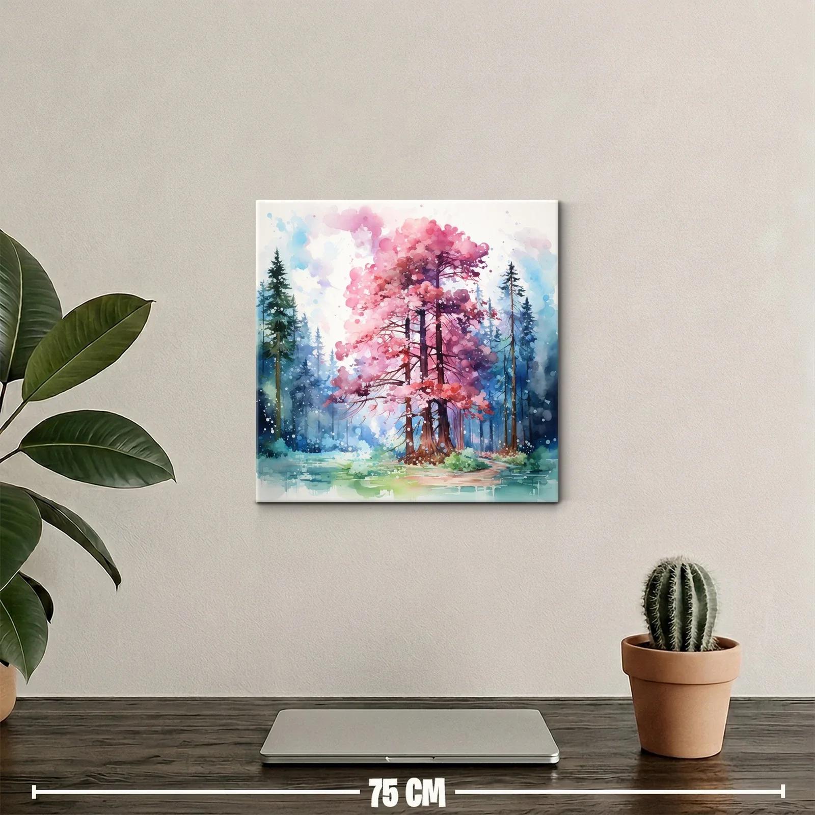 Bosque encantado con árboles en tonos rosas y azules — miniatura 2