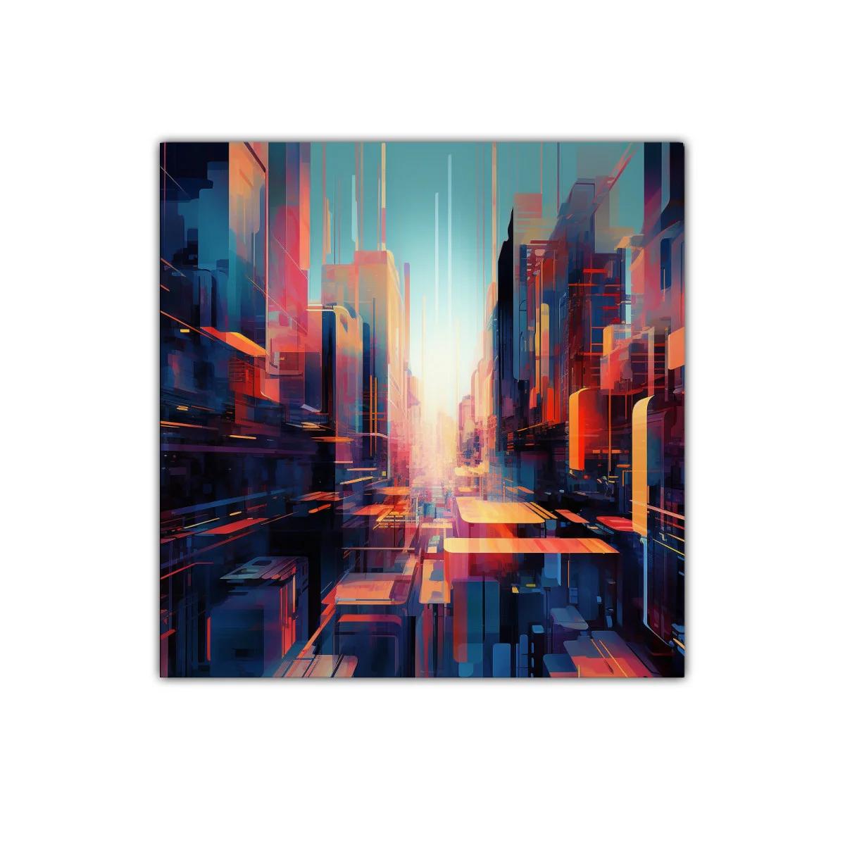 Abstracto paisaje urbano con luz y color vibrante