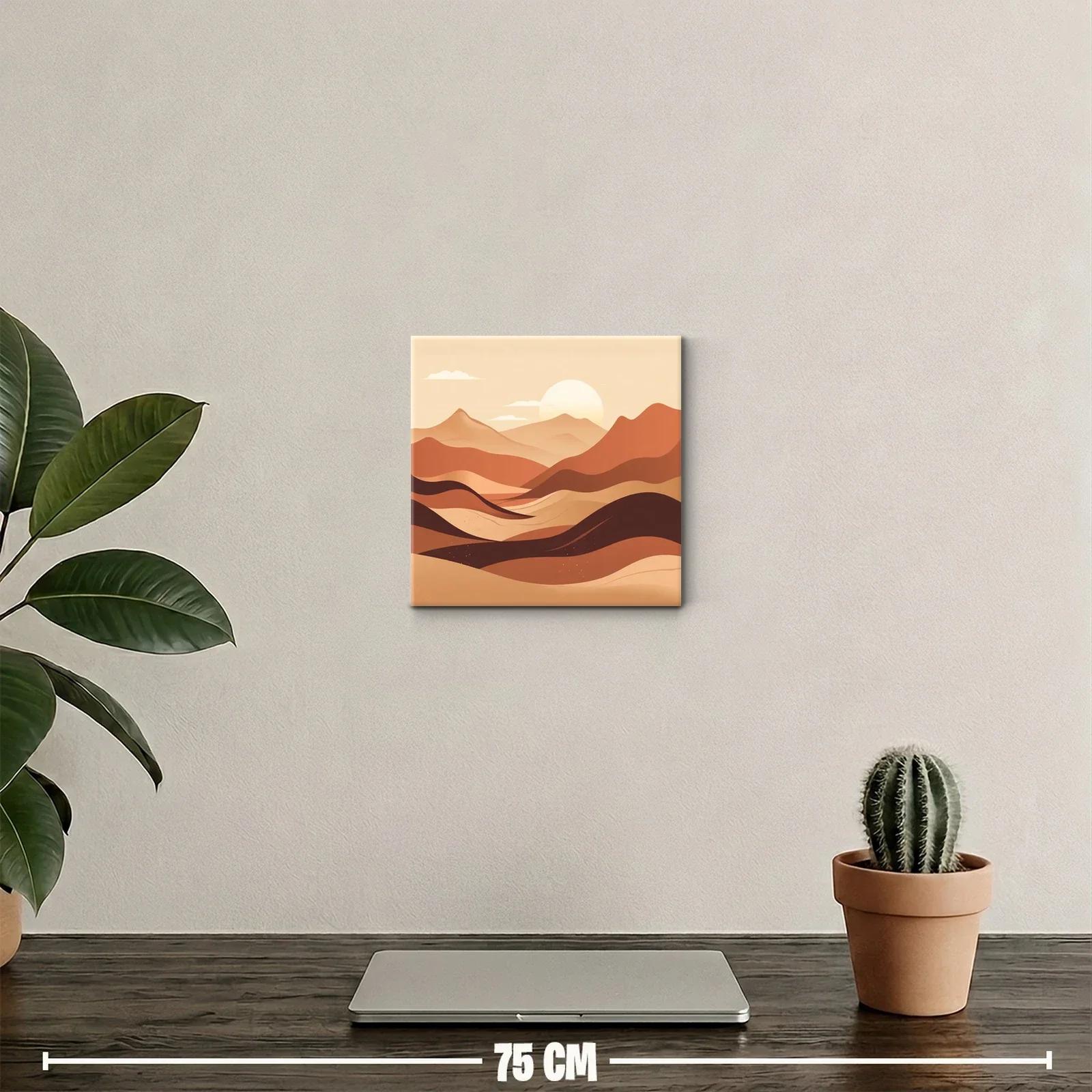 Paisaje abstracto con montañas en tonos cálidos y amanecer — miniatura 2