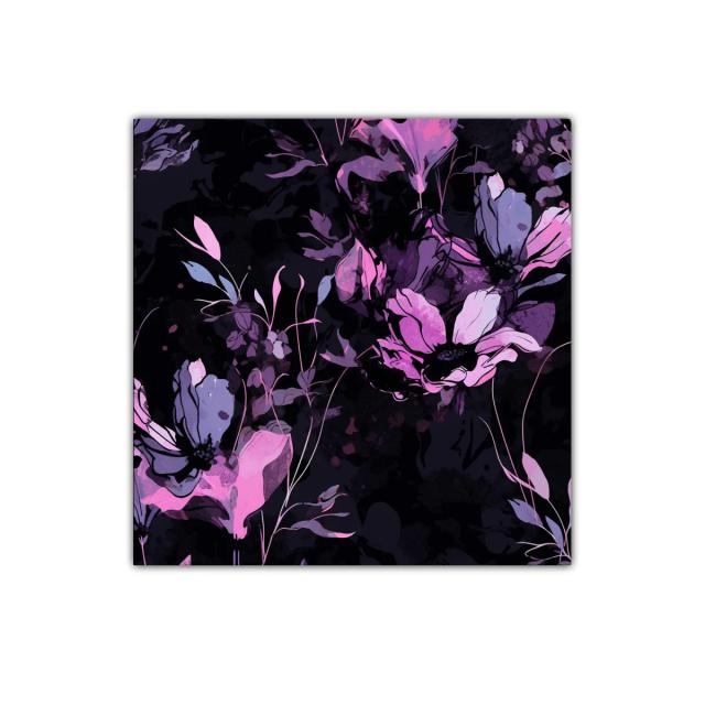 Elegancia floral en tonos morados y negros vibrantes