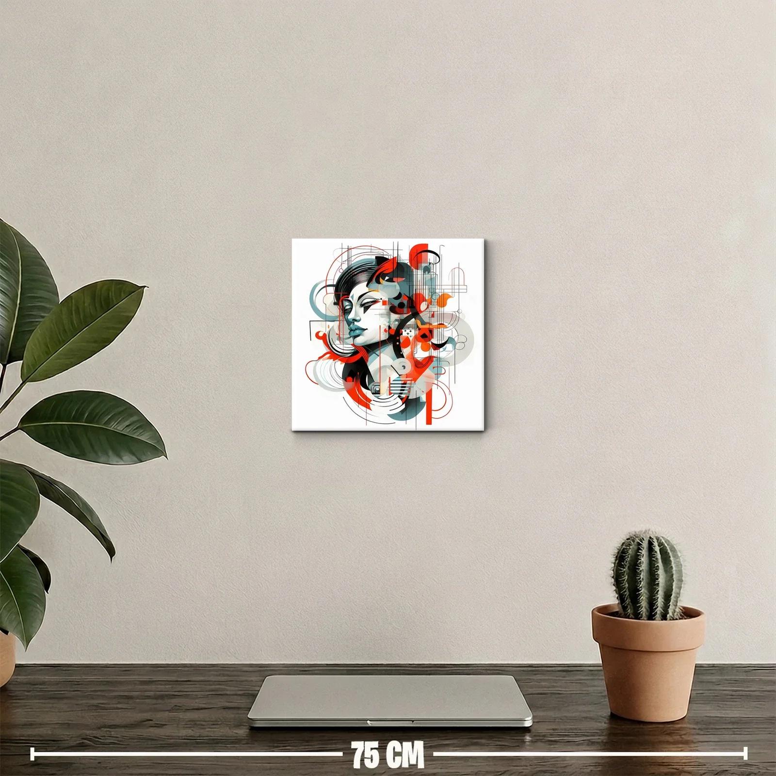 Retrato abstracto femenino con formas geométricas y vivos colores — miniatura 2