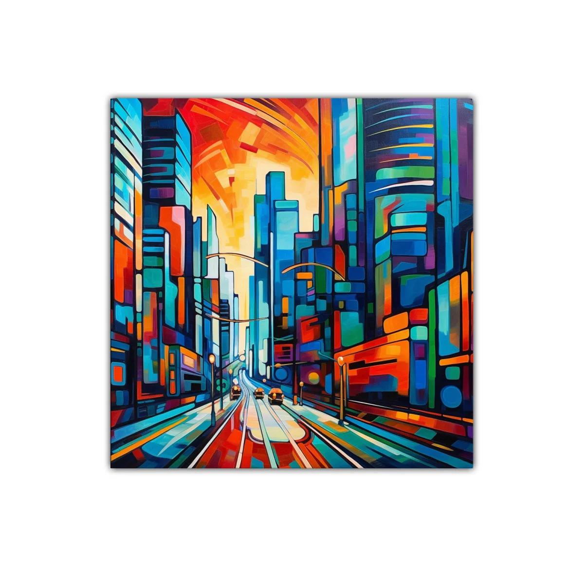 Vibrante ciudad moderna llena de luz y color — imagen principal