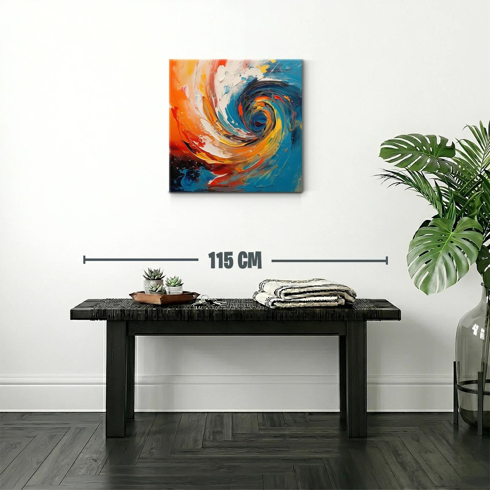 Cuadro abstracto con remolino en tonos vibrantes — miniatura 2