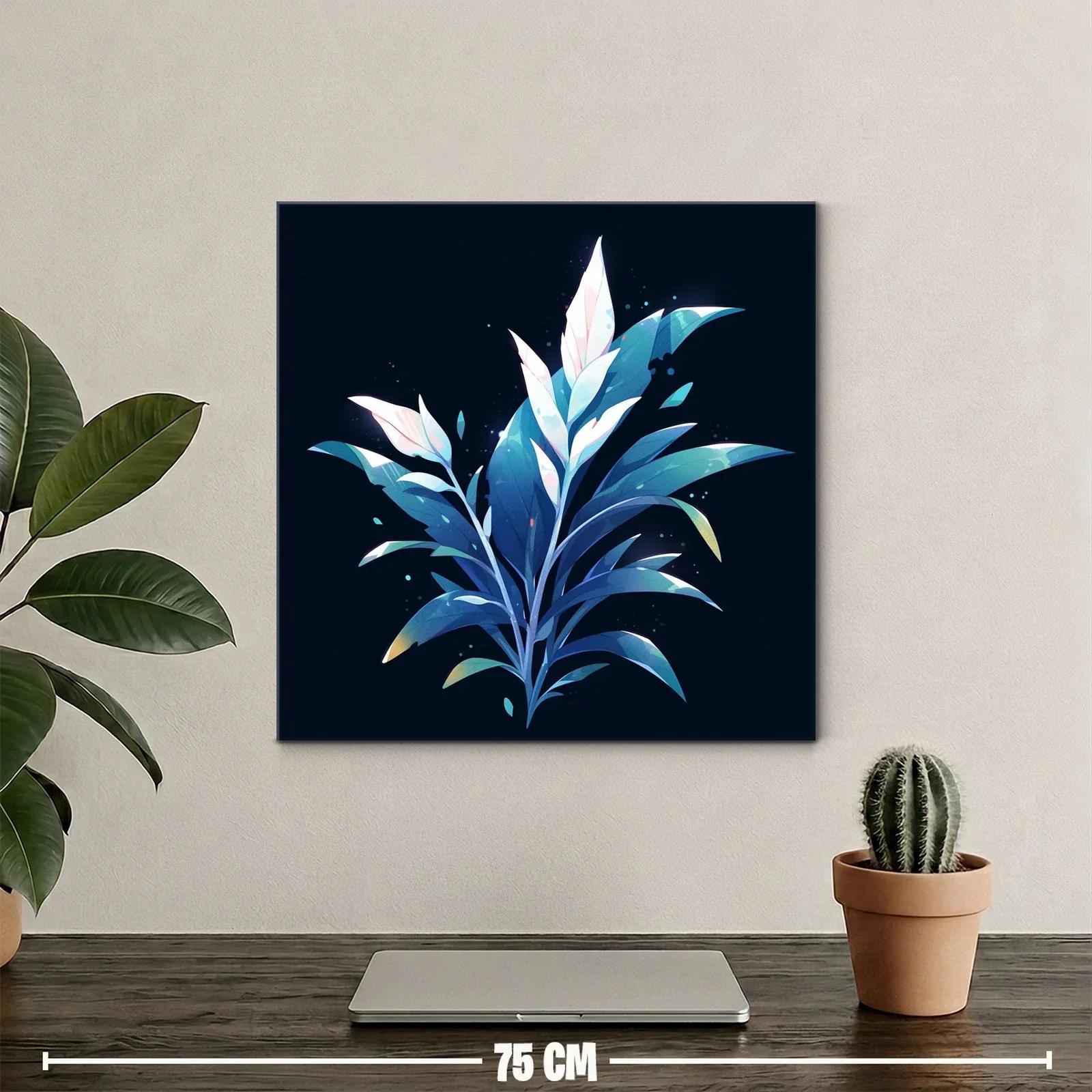 Plantas estilizadas en tonos azules y blancos sobre fondo oscuro — miniatura 2