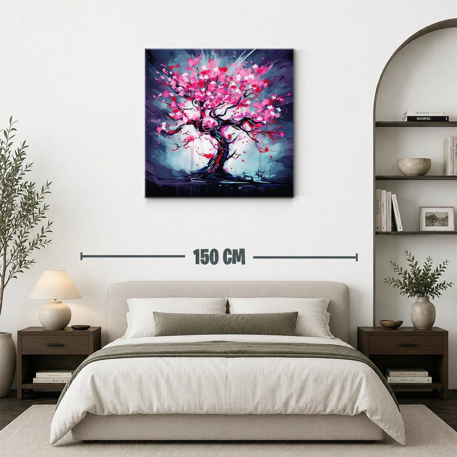 Árbol de flores vibrantes en tonos rosas y rojos — miniatura 3