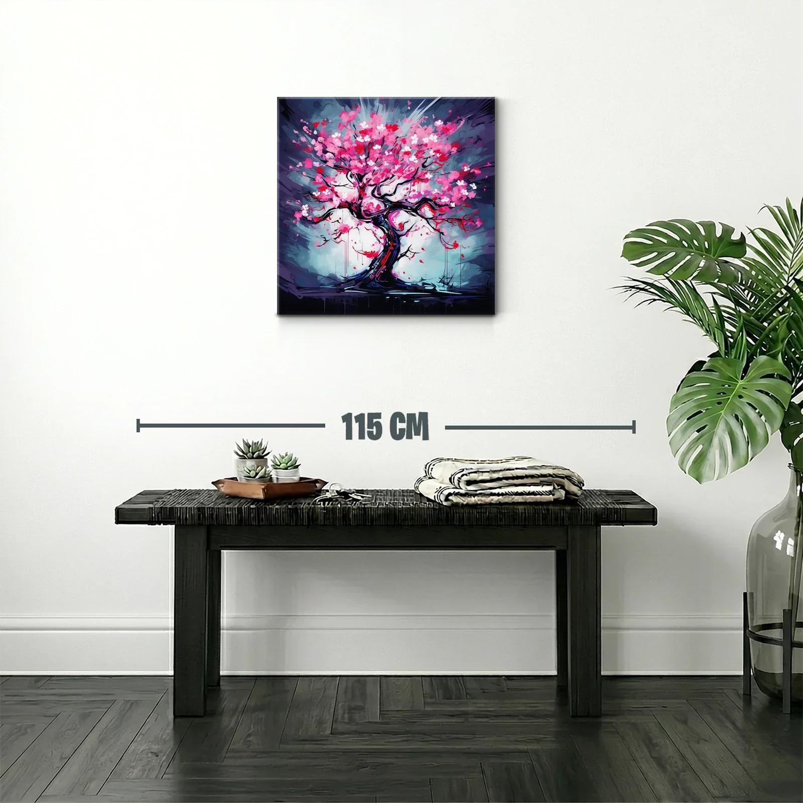 Árbol de flores vibrantes en tonos rosas y rojos — miniatura 2