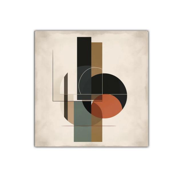 Composición Abstracta con Formas Geométricas en Tonos Tierra