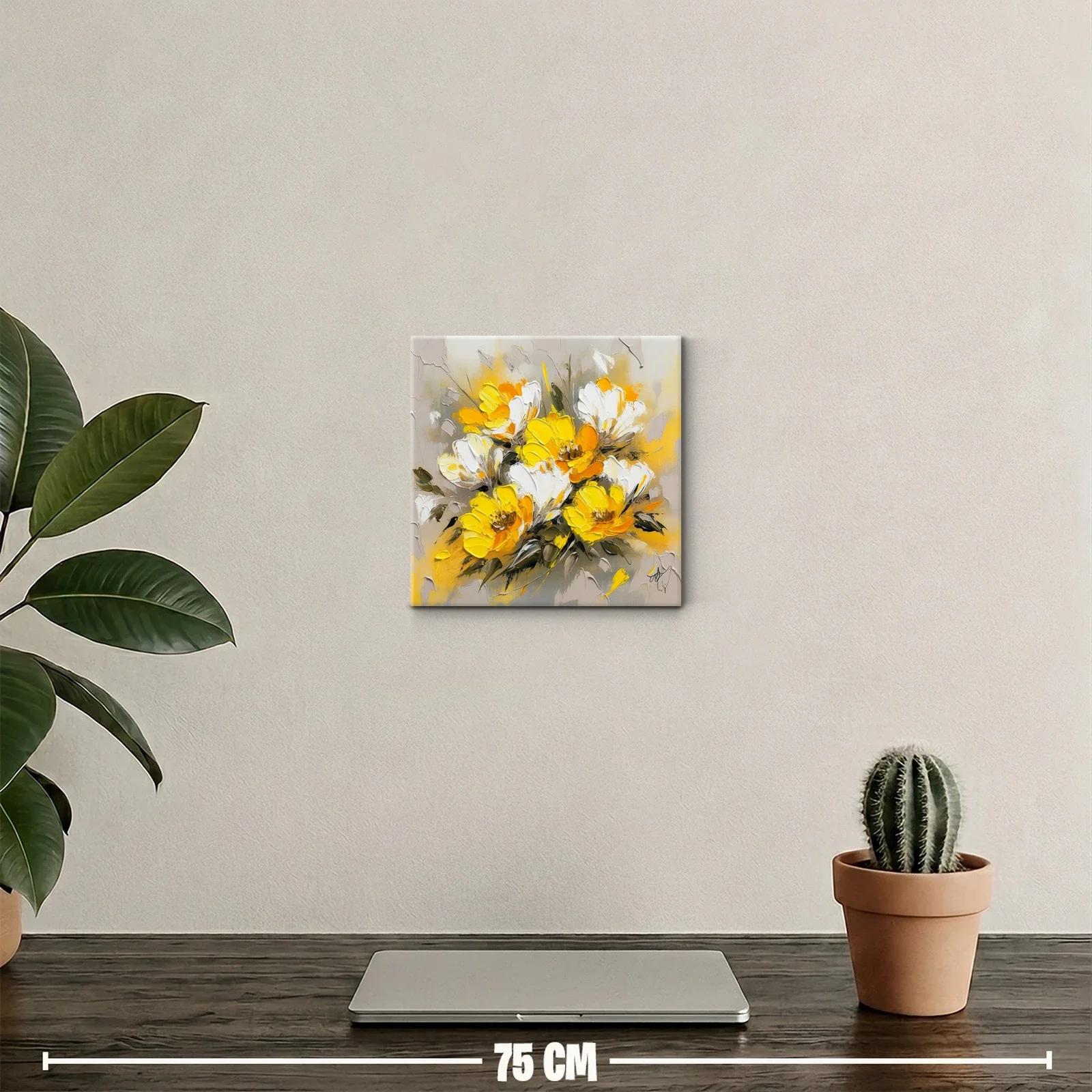 Flores vibrantes en tonos amarillos y blancos con fondo neutro — miniatura 2