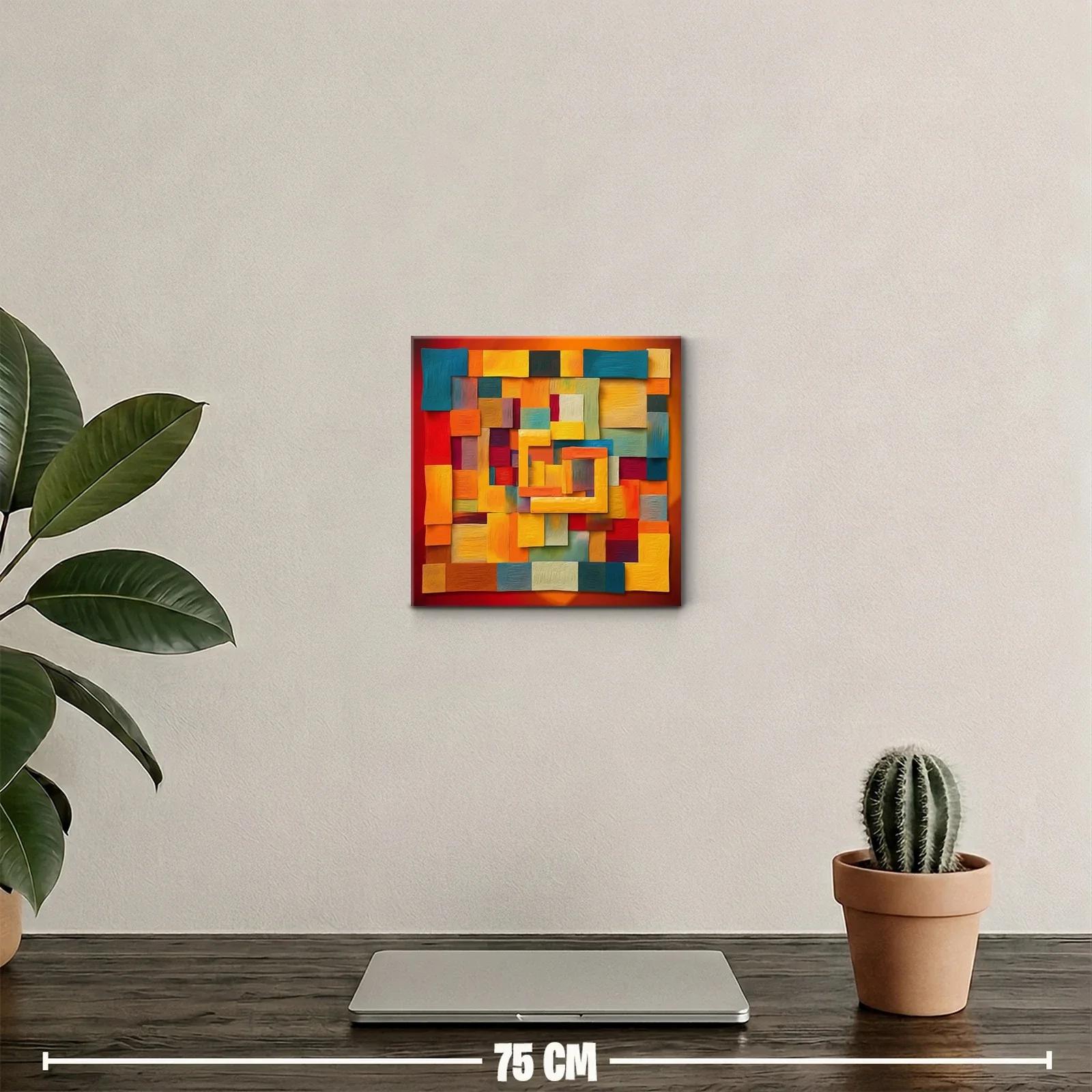 Composición geométrica en tonos cálidos y fríos vibrantes — miniatura 2