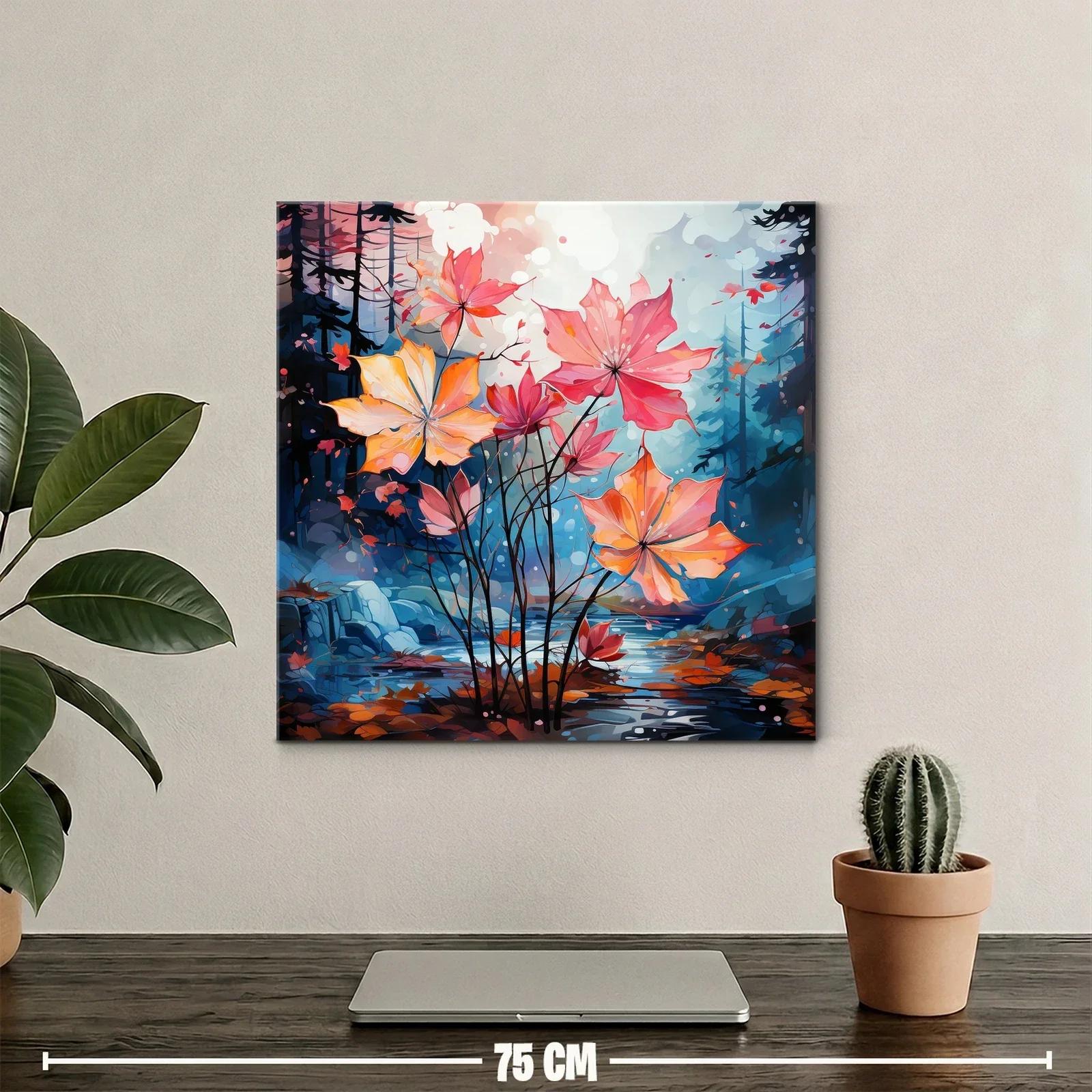 Flores otoñales vibrantes en paisaje de bosque sereno — miniatura 2