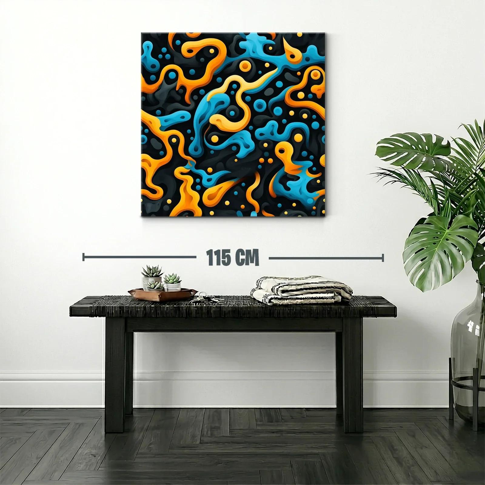 Composición Abstracta en Tonos Naranja y Azul Vibrante — miniatura 2