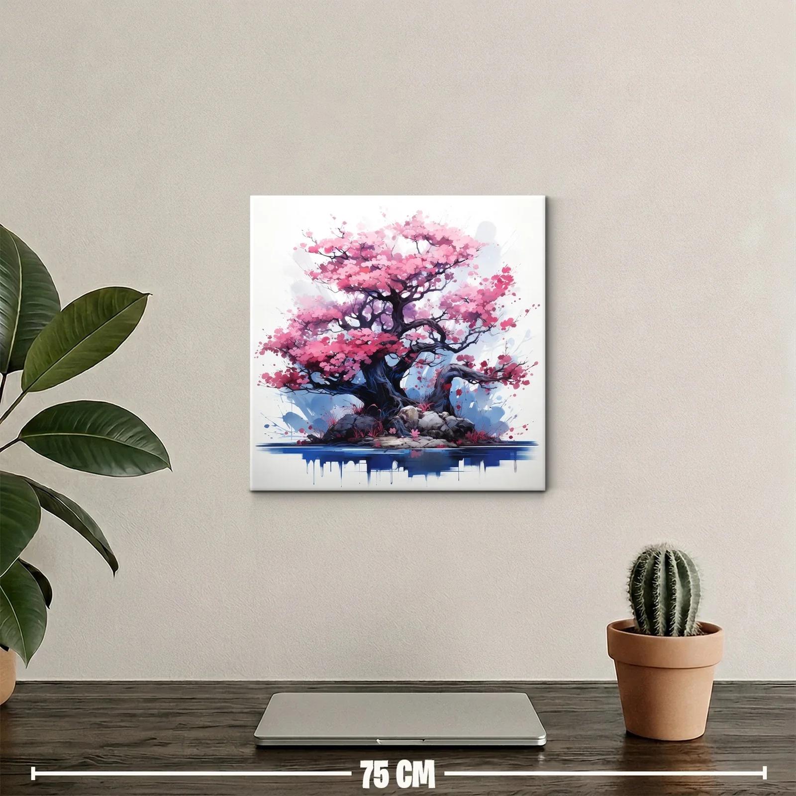 Árbol con flores rosas en paisaje delicado y armonioso — miniatura 2