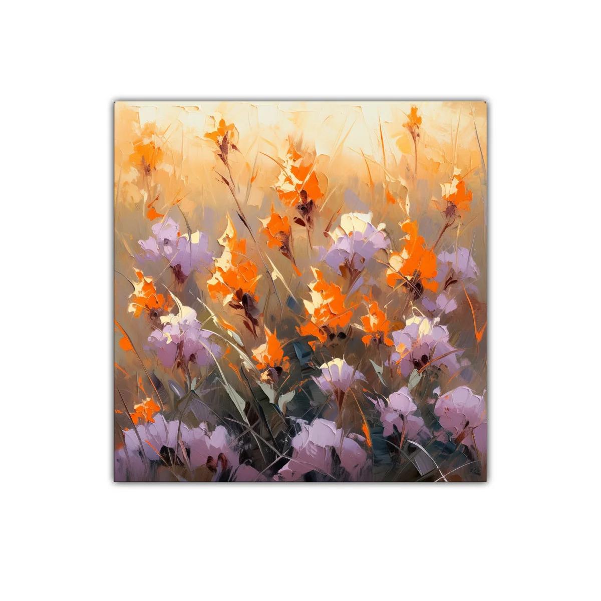 Cuadro floral con vibrante armonía de colores cálidos