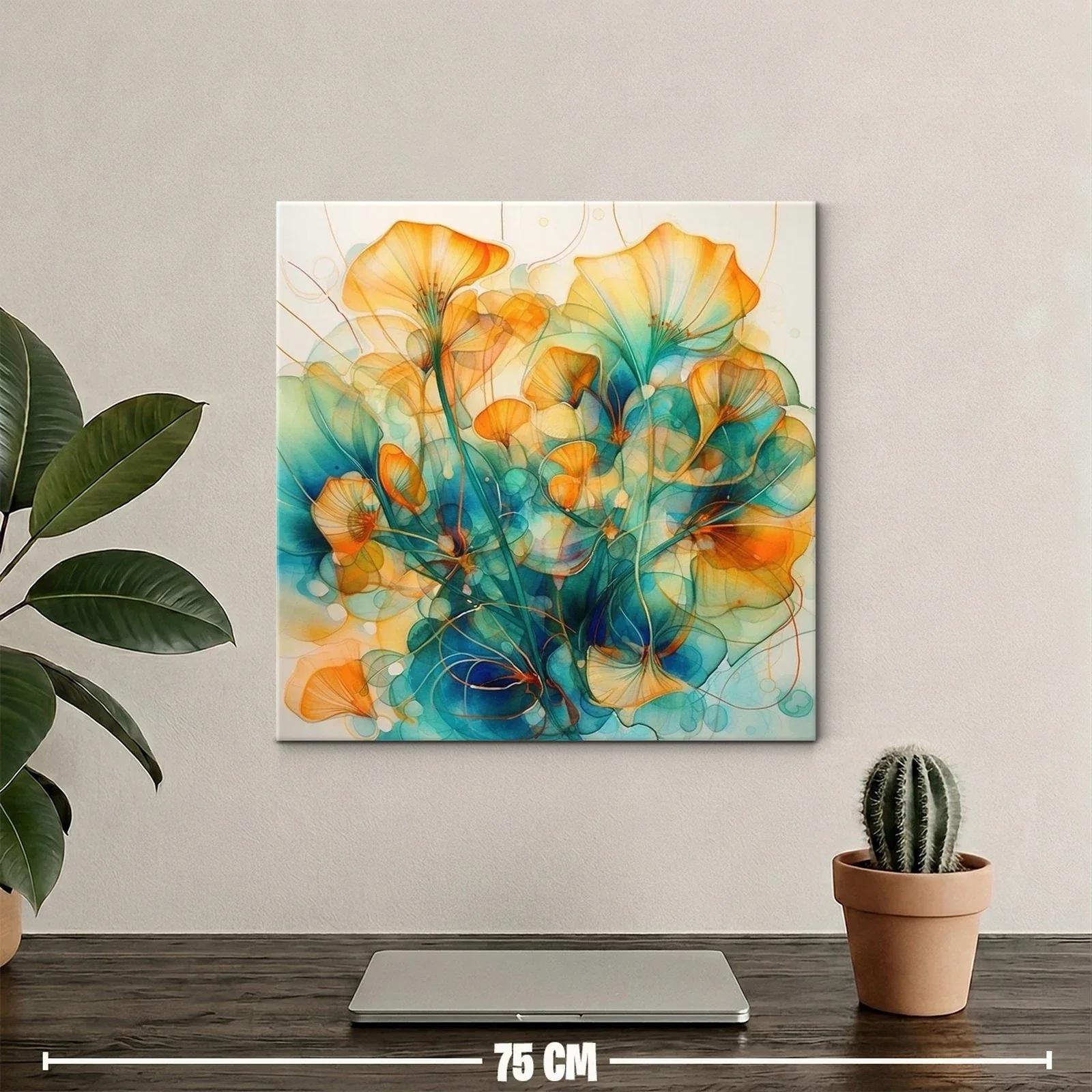 Floración abstracta en tonos cálidos y azules vibrantes — miniatura 2