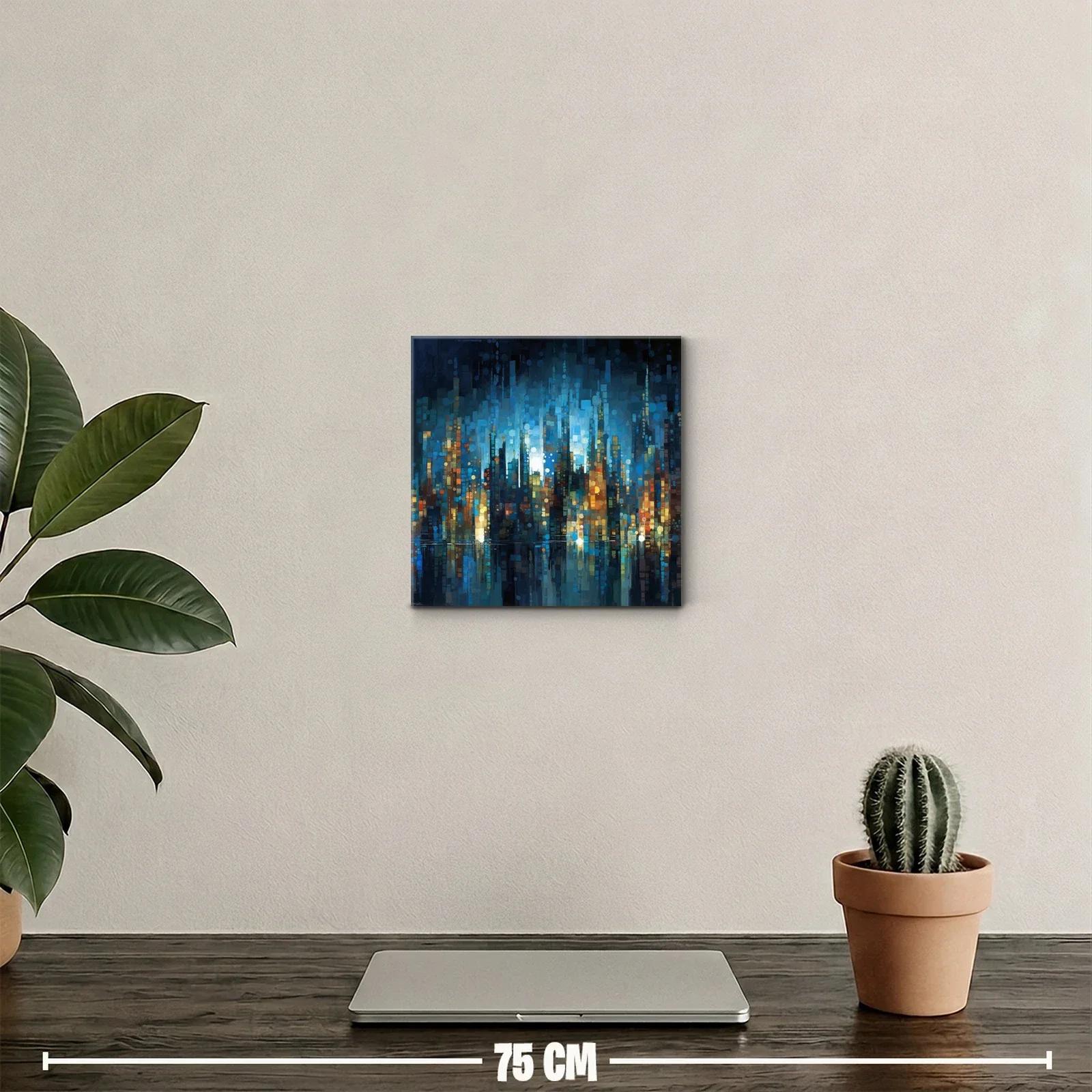 Cuadro arte moderno ciudad nocturna vibrante — miniatura 2