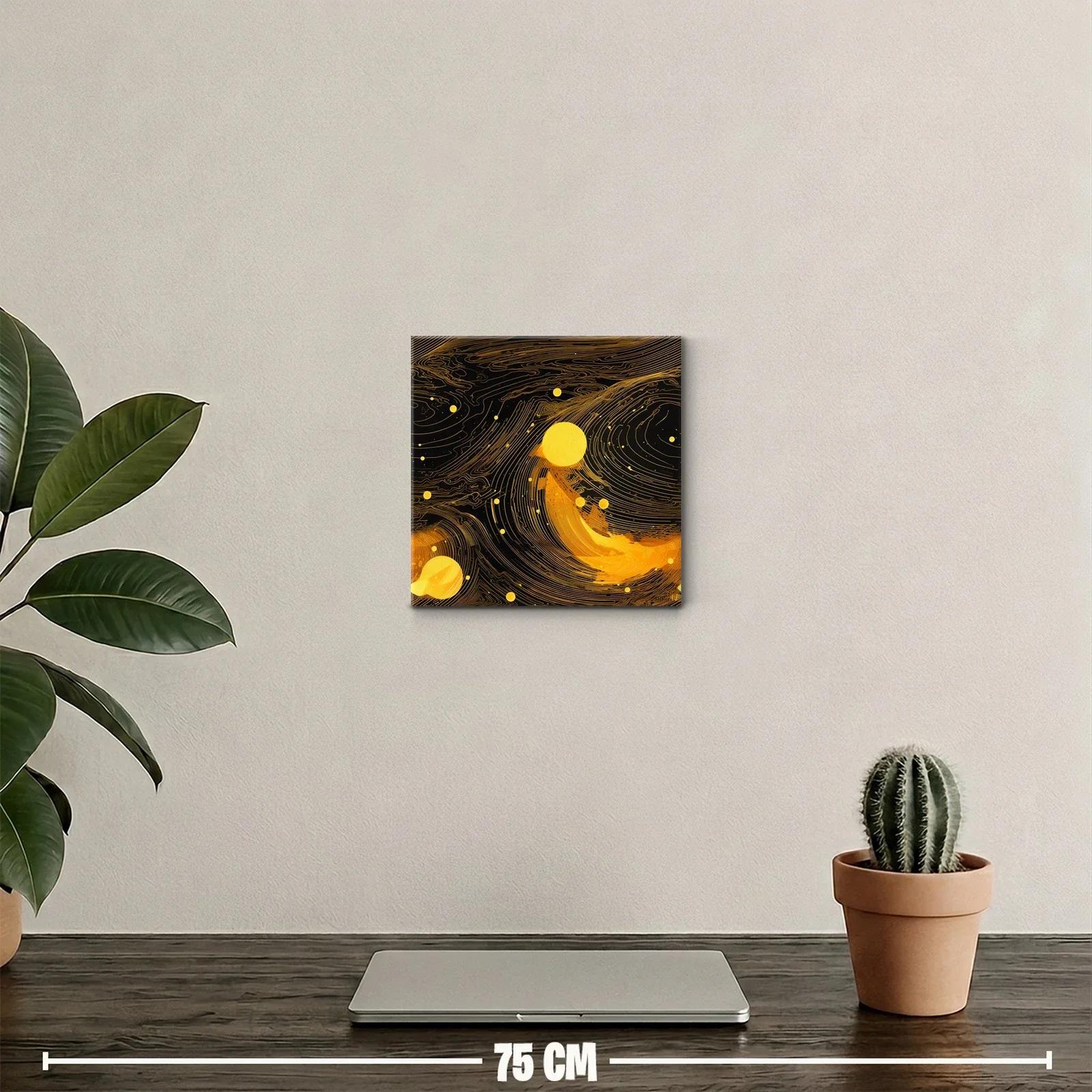 Cuadro abstracto en tonos dorados con flujo dinámico — miniatura 2