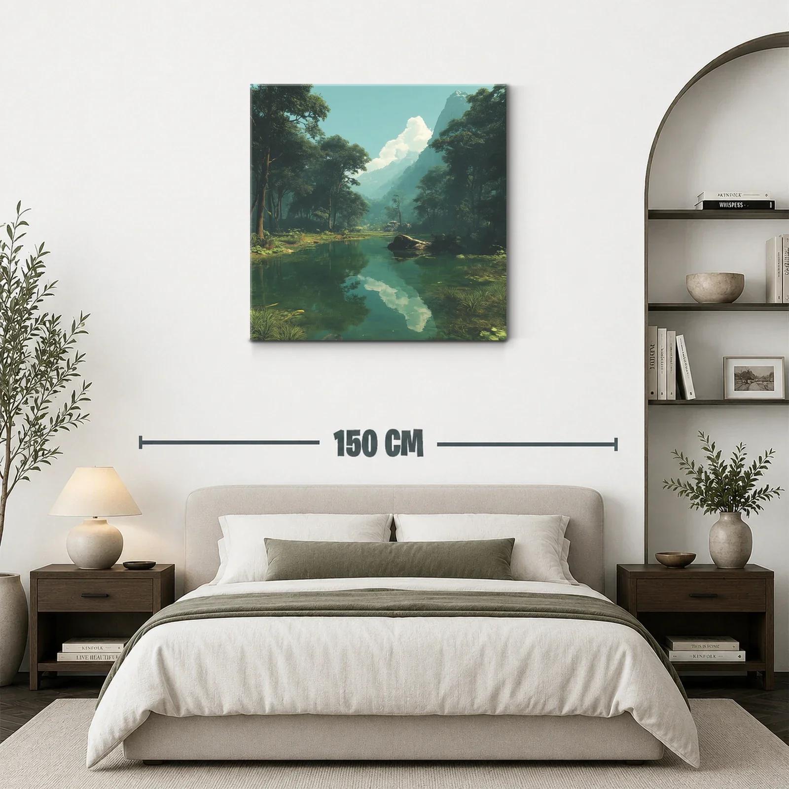 Serena vista natural con montaña y río en calma — miniatura 3