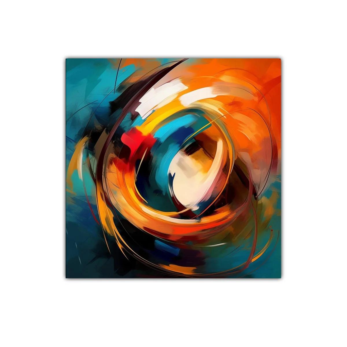 Cuadro Abstracto con Vibrantes Tonos Naranjas y Azules — imagen principal