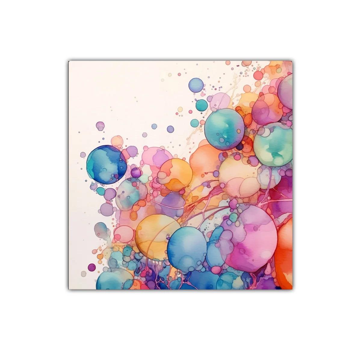 Cuadro decorativo abstracto con esferas de colores vibrantes