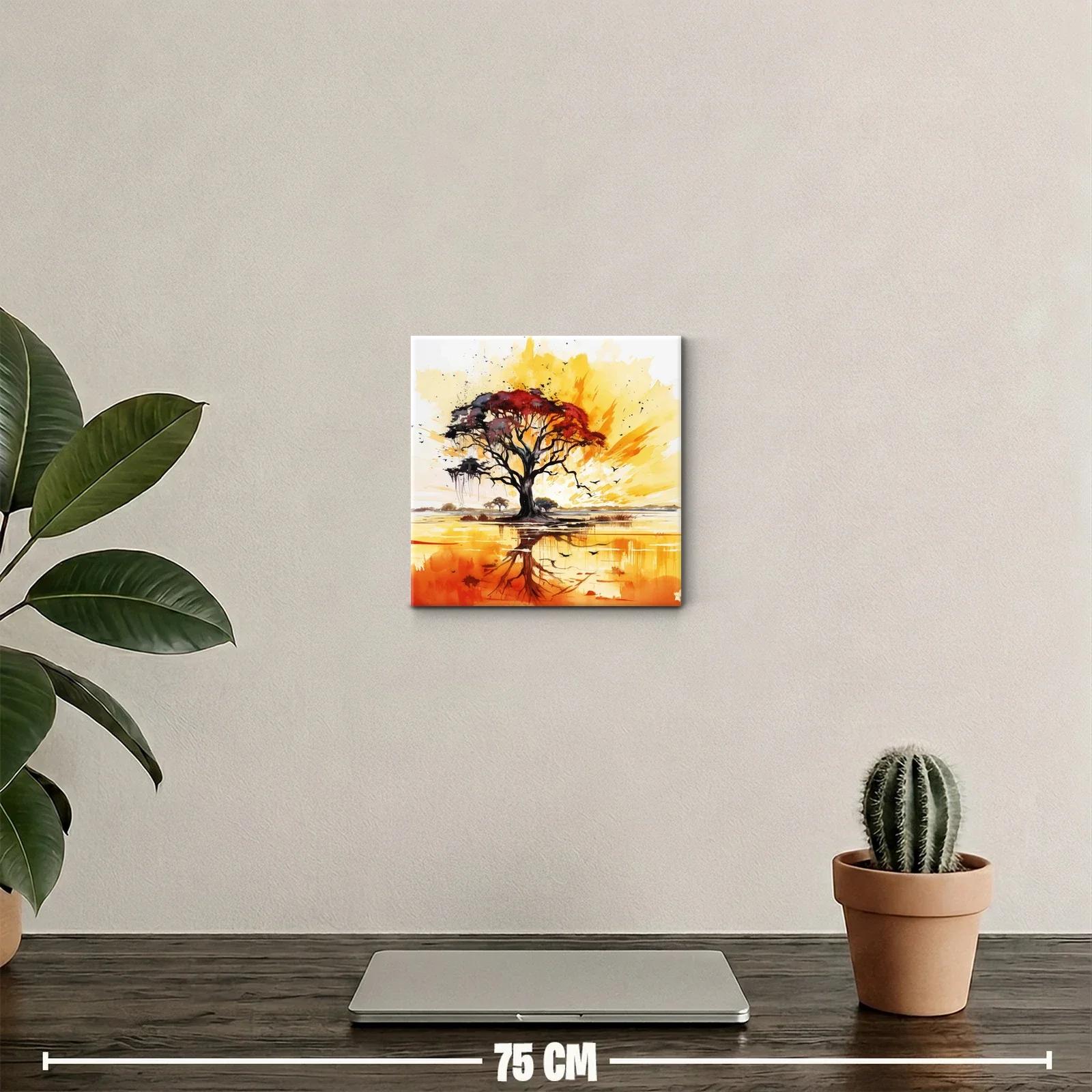 Árbol en atardecer vibrante con reflejos cálidos y elegantes — miniatura 2