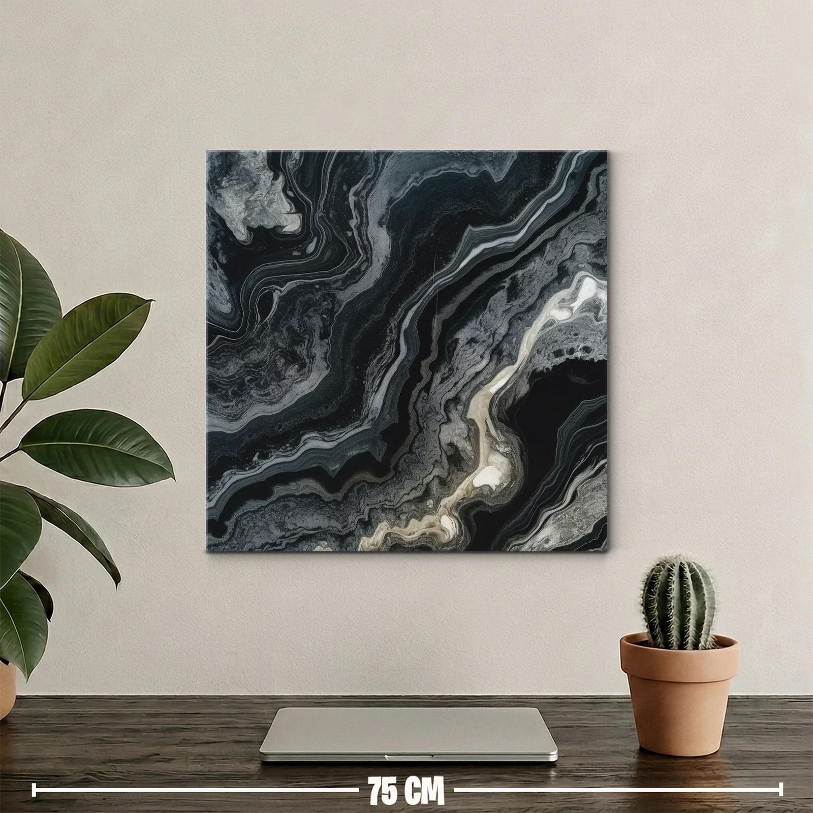 Cuadro abstracto en tonos grises y negros con toques beige — miniatura 2