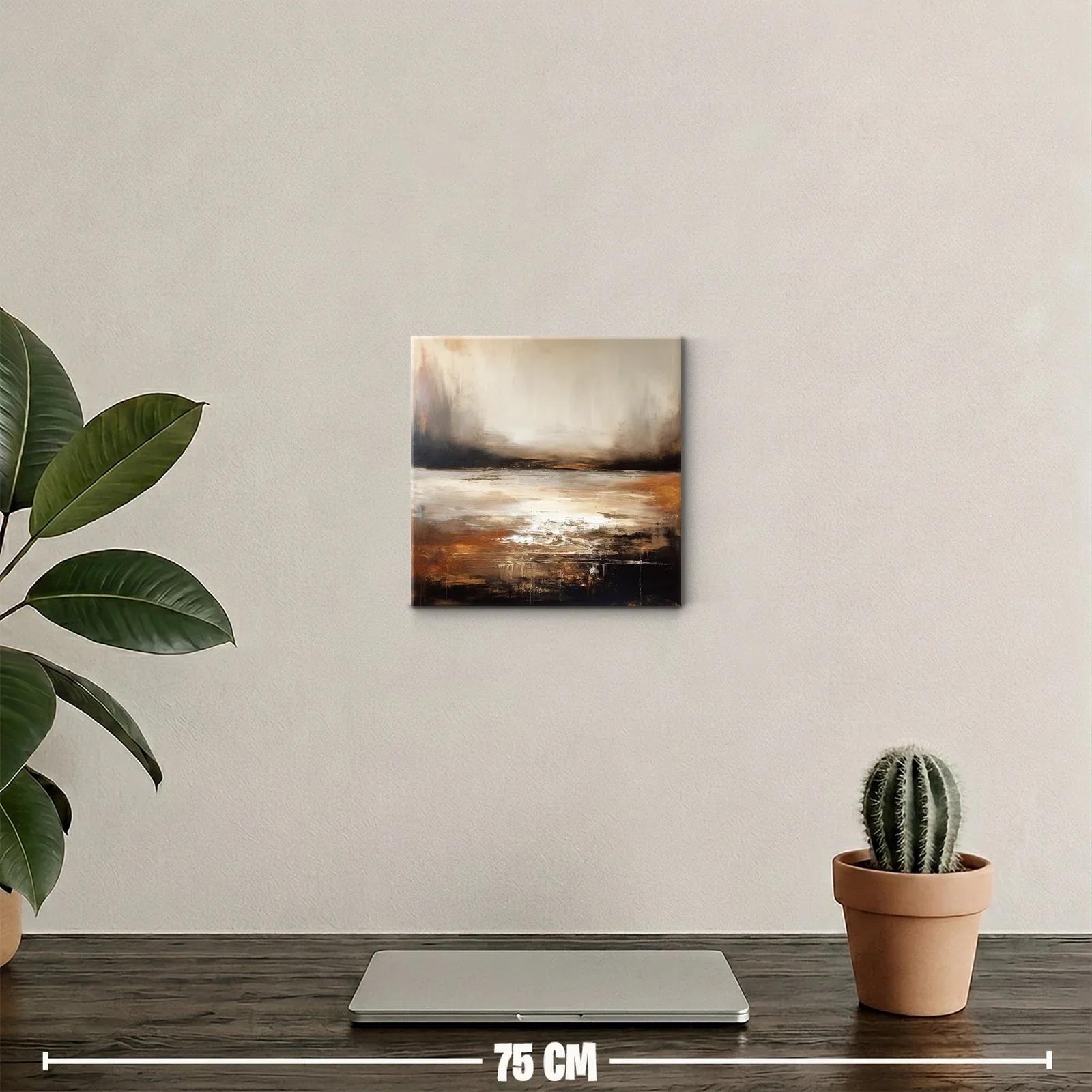 Cuadro abstracto con tonos tierra y atmósfera envolvente — miniatura 2