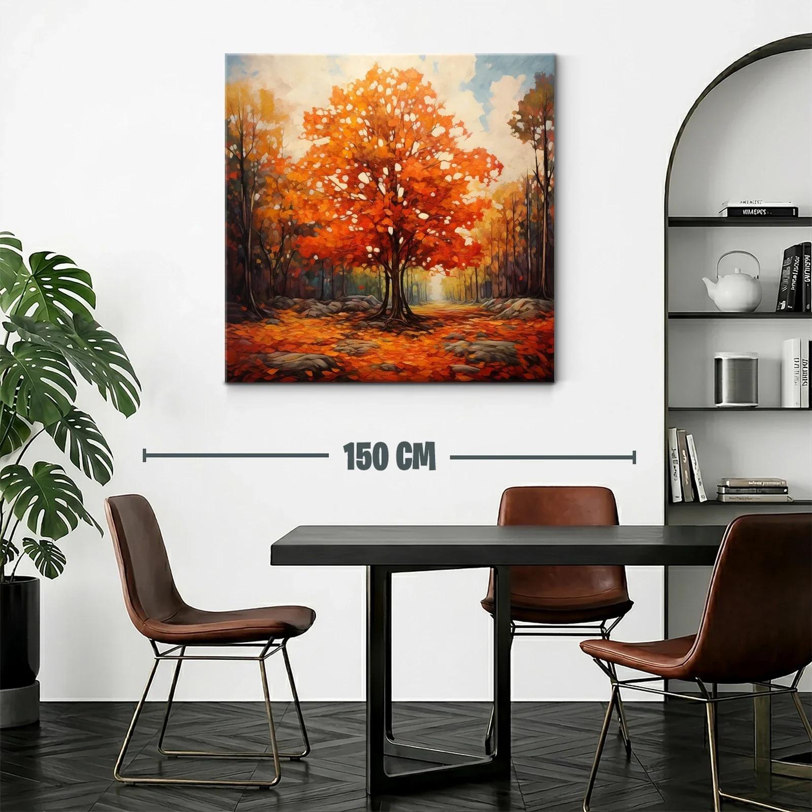 Bosque otoñal con árbol de follaje naranja vivo — miniatura 2