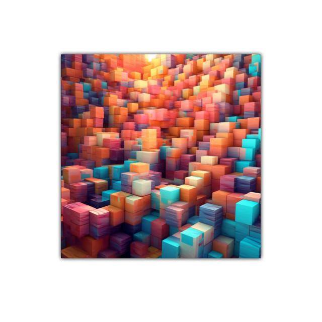 Composición vibrante con bloques en tonos cálidos y fríos