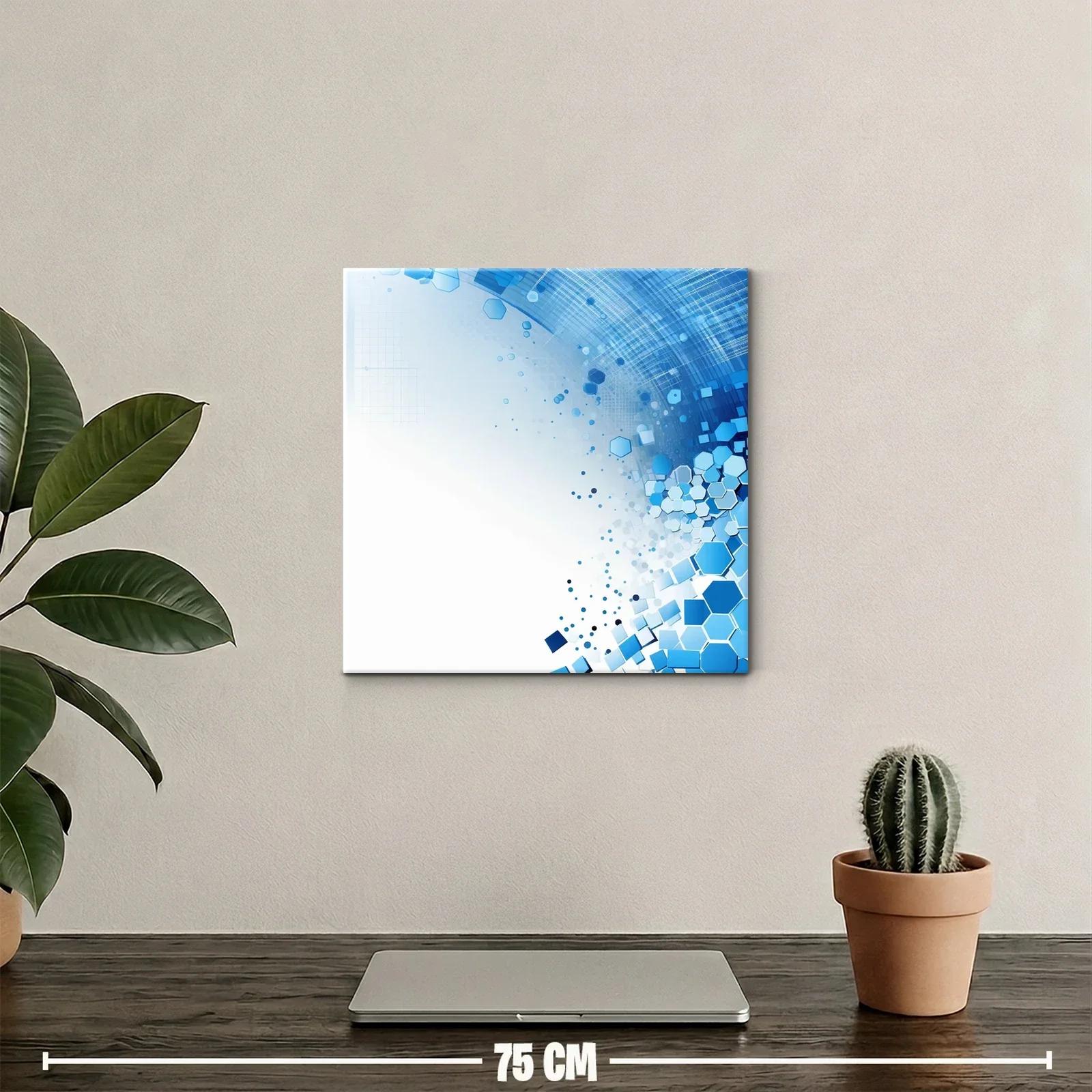 Composición dinámica de hexágonos azules en fondo blanco — miniatura 2