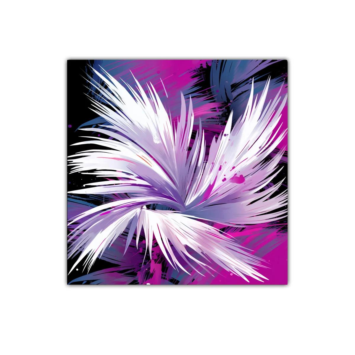 Cuadro decorativo con flor estilizada en tonos morados y blancos — imagen principal