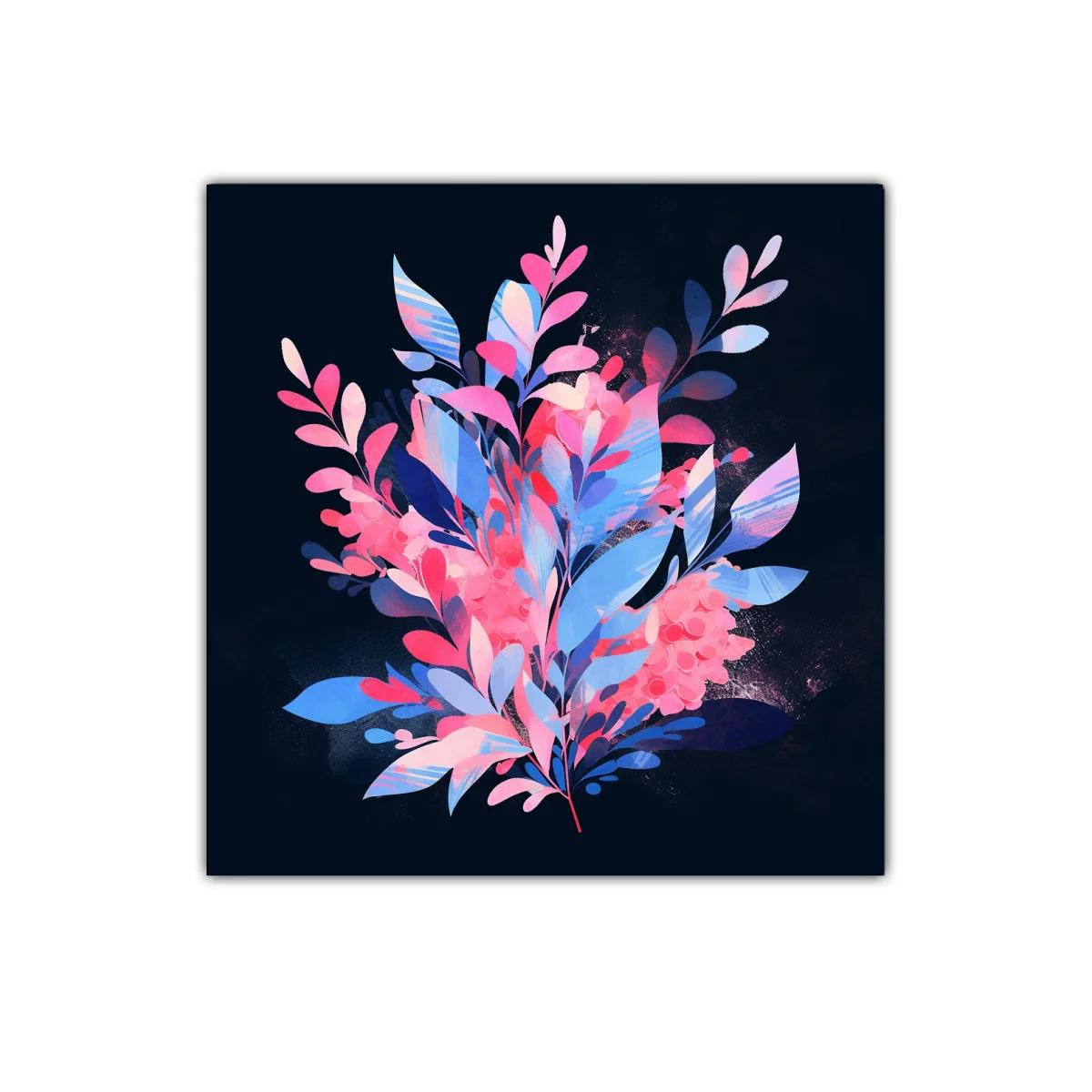 Composición floral vibrante con tonos rosa y azul — imagen principal