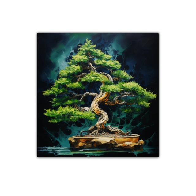 Elegancia natural de un bonsái en vibrante contraste