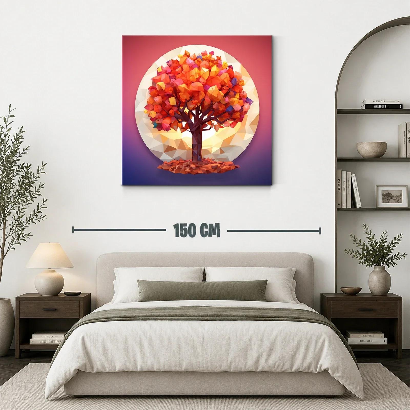 Árbol otoñal vibrante en entorno geométrico circular — miniatura 3