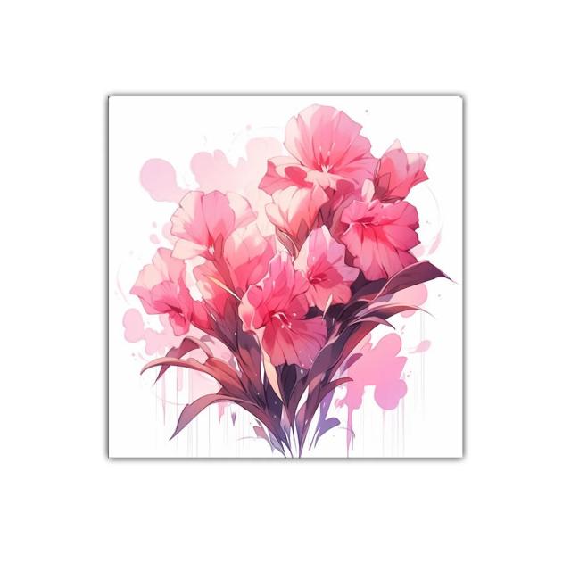Cuadro decorativo con flores en tonos rosa y lavanda