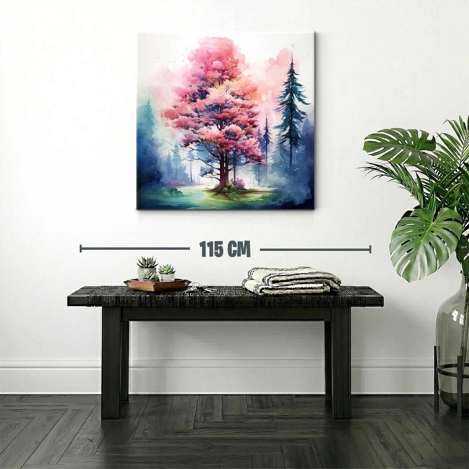 Árbol rosa en bosque mágico con tonos suaves y vibrantes — miniatura 2