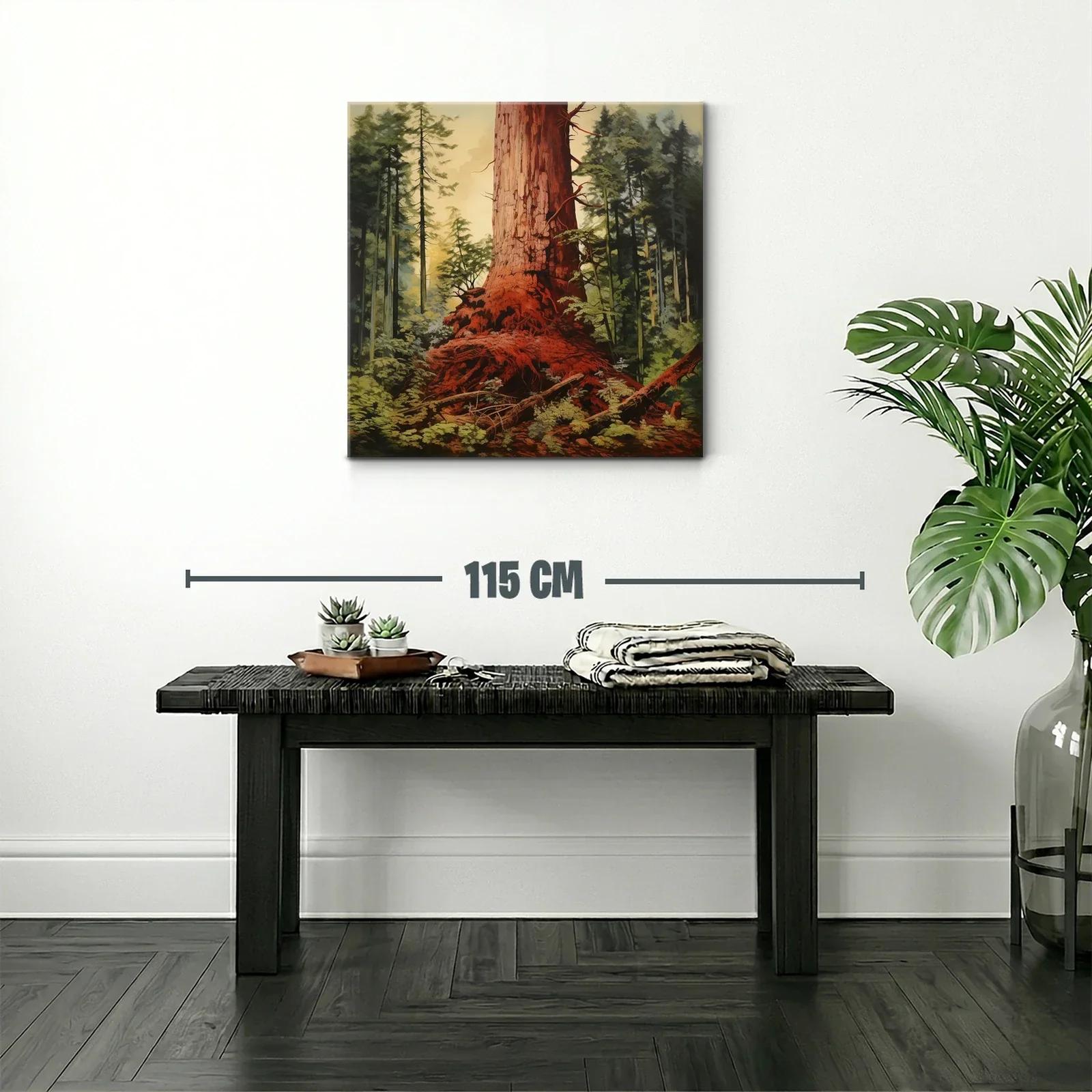 Majestuoso Tronco en Bosque Verde y Tonos Cálidos — miniatura 2