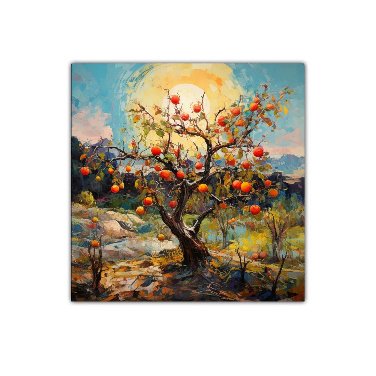 Árbol frutal bajo sol radiante con colores vivos — miniatura 1