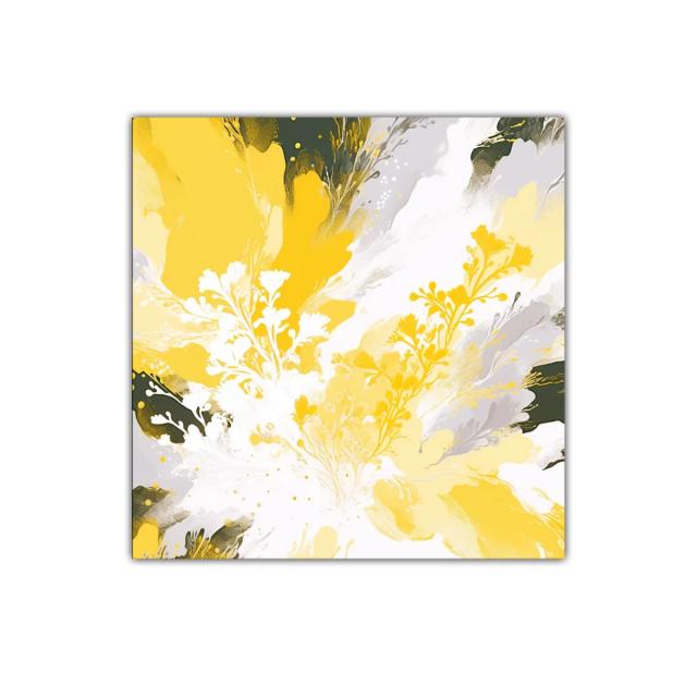 Cuadro decorativo floral en tonos amarillos y blancos