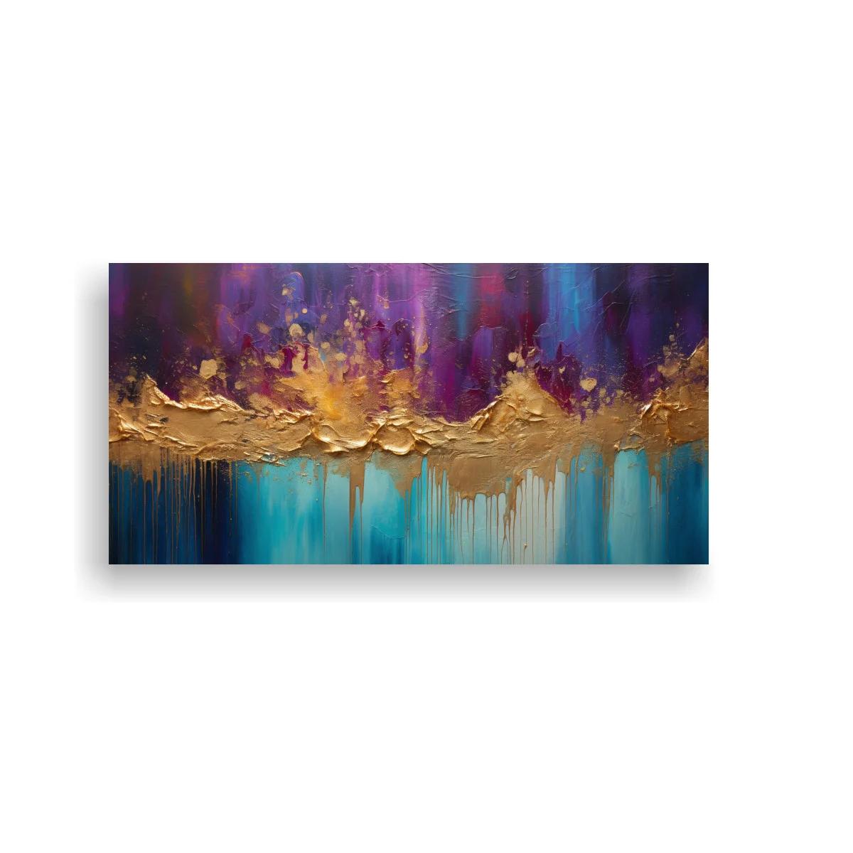 Cuadro paisaje abstracto con cordillera dorada — imagen principal